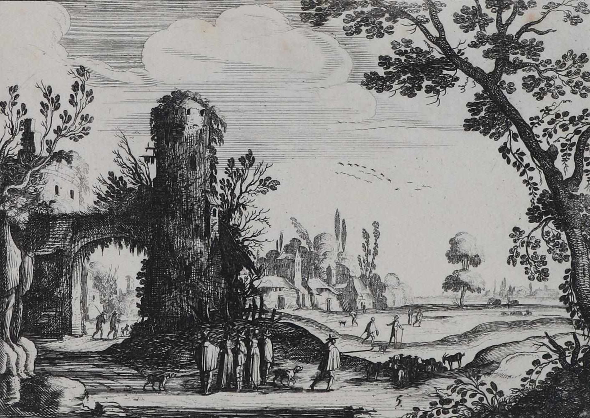 Moncornet, Balthasar(um 1600 Rouen - Paris 1668). Landschaft mit 2 Reitern, re. ein rundes