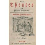 Diderot,(D.).Das Theater des Herrn Diderot. Aus dem Franz. (von G.E. Lessing). 2 Bde. Bln., Voß