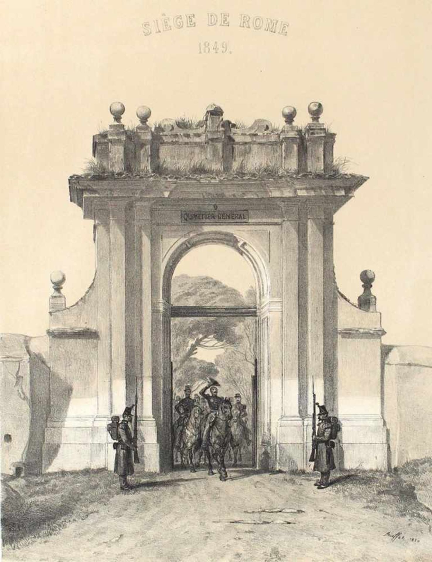 (Raffet,D.A.M.Souvenirs d'Italie (Expedition et Siege de Rome). Paris, Gihault 1849). Gr.Fol. Mit 17 - Bild 3 aus 3