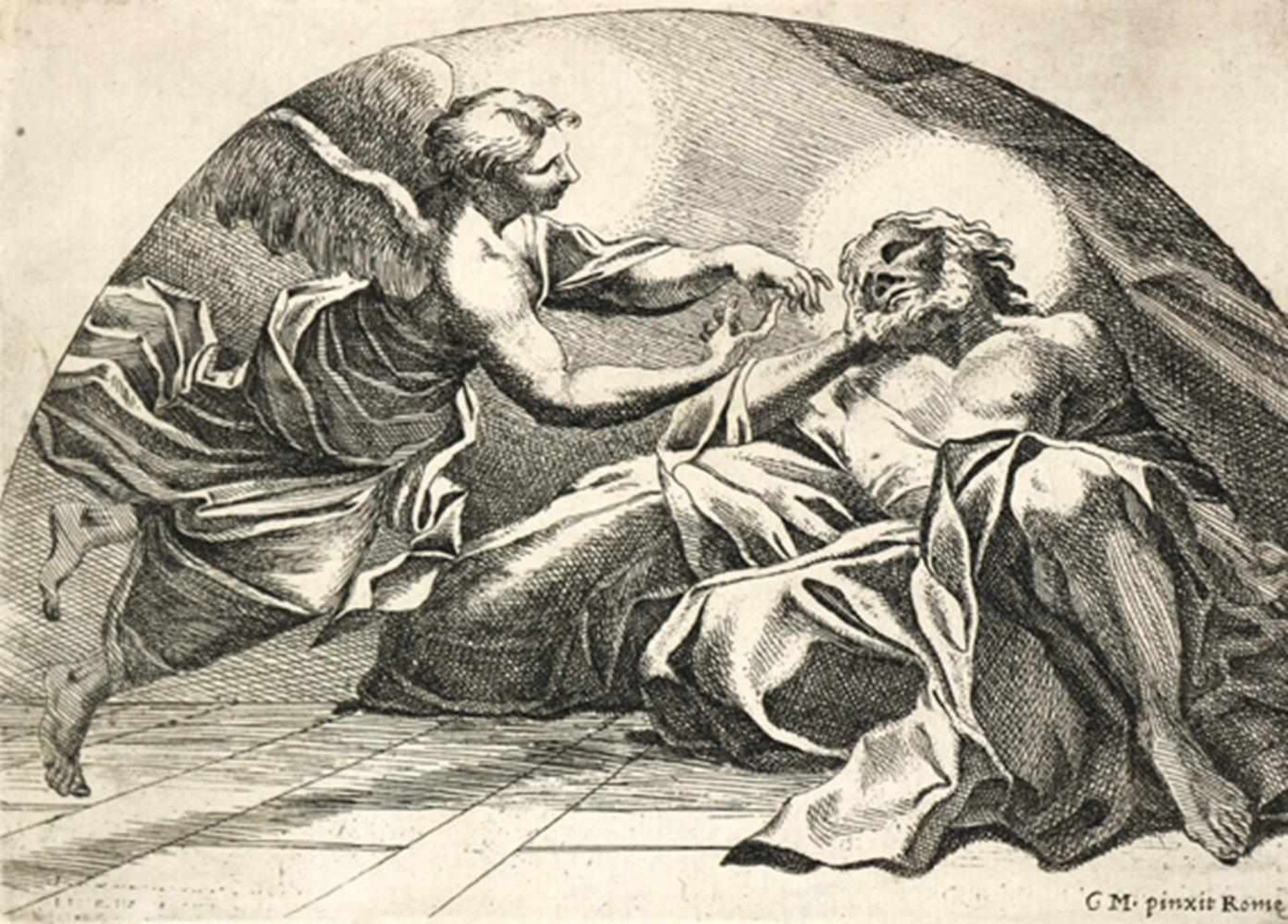 Audenaerde, Robert van(1663 Gent 1743). Der Engel erscheint Petrus im Gefängnis. Radierung auf