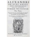 Alexander de Ales.Universae theologiae summa. 4 Bde. Venedig, Franciscius 1576. Fol. Mit Holzschn.-