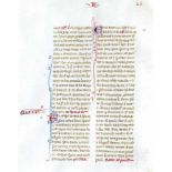 Petrus Lombardus.1 beids. beschr. Bl. aus 'Libri quattuor sententiae'. Lateinische Handschrift in