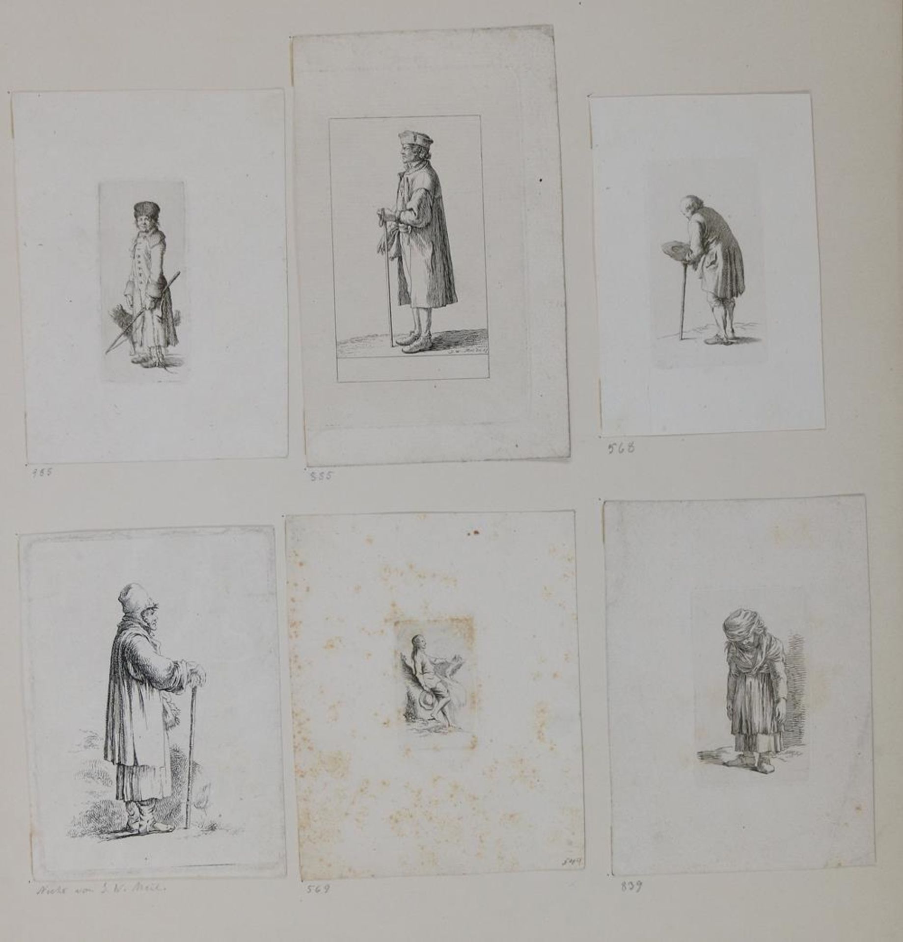 Buchillustrationen.9 Kartonbl. mit 45 mont. Buchillustrationen. Kupferstiche, ca. 1773-1800. 16°- - Bild 4 aus 7