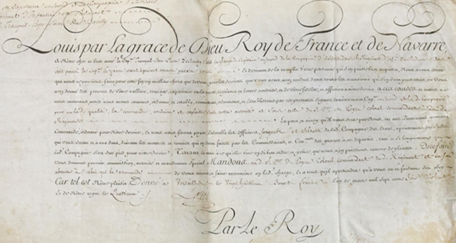 Ludwig XVI.König v. Frankreich (1754-1793). Gedruckte Urkunde auf Pergament mit eingefügten hs.