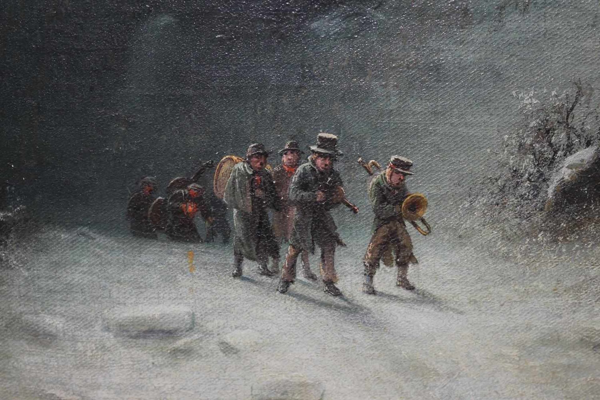 Bredow, Albert(1828 Deutschland - Moskau 1899). 'Winternacht': Romantische Waldlandschaft mit - Bild 2 aus 4