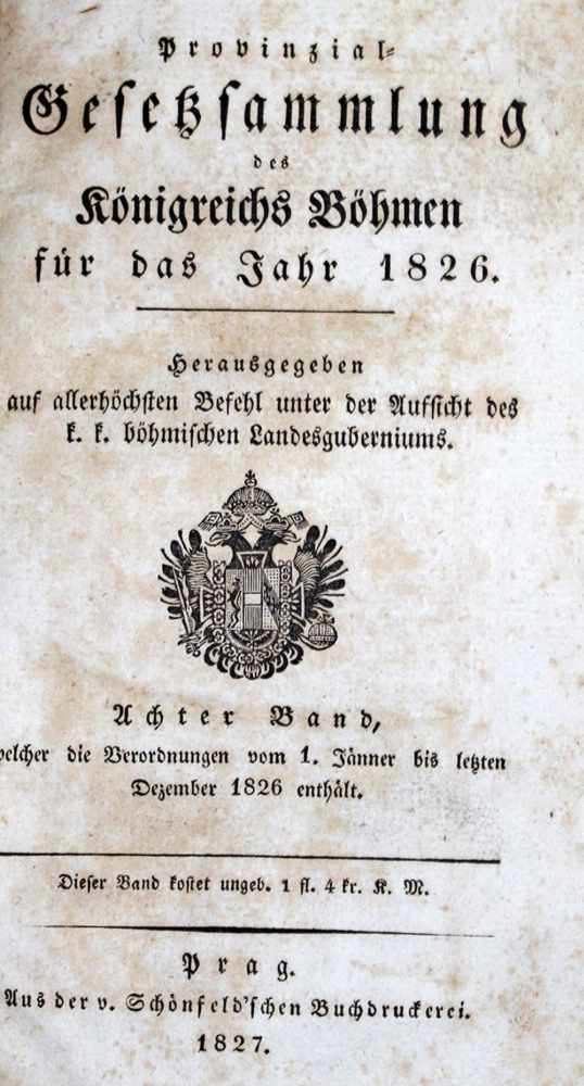 Provinzial-Gesetzsammlungdes Königreichs Böhmen für das Jahr 1819-1848. Bde. 1-30 (ohne Bd. 12),