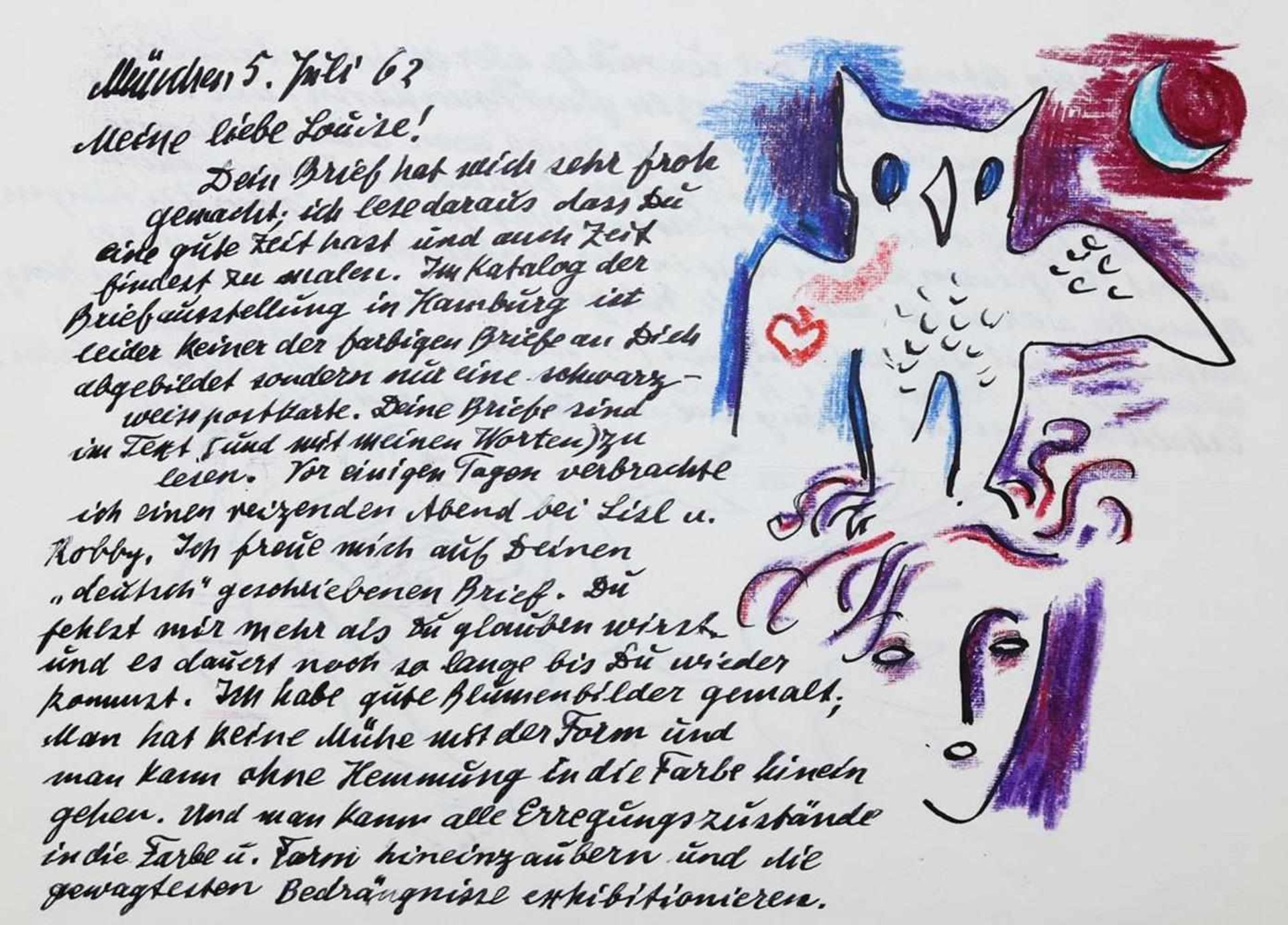 Geiger, Willi.Sammlung von +120 illustrierten Briefen und Postkarten sowie Zeichnungen des Malers - Image 3 of 4