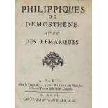 Demosthenes.Philippiques. Avec des remarques. Paris, Barbin 1701. 4°. 12, 134 S., 1 Bl., 375 S.,