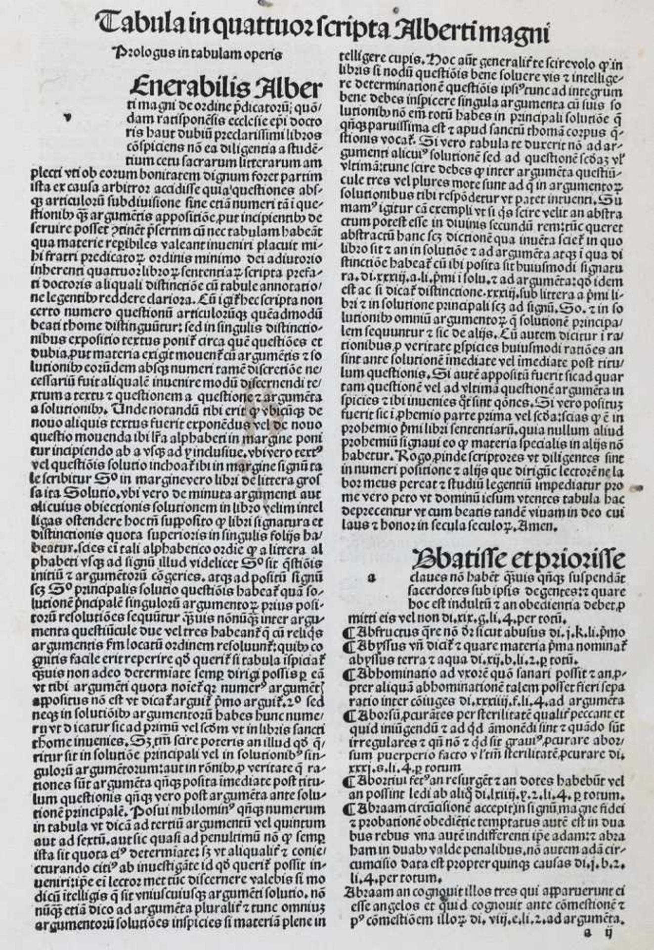 Albertus Magnus.Scriptum primum (u. quartum) super sententiarum (Petrus Lombardus) u. Tabula - Bild 2 aus 2