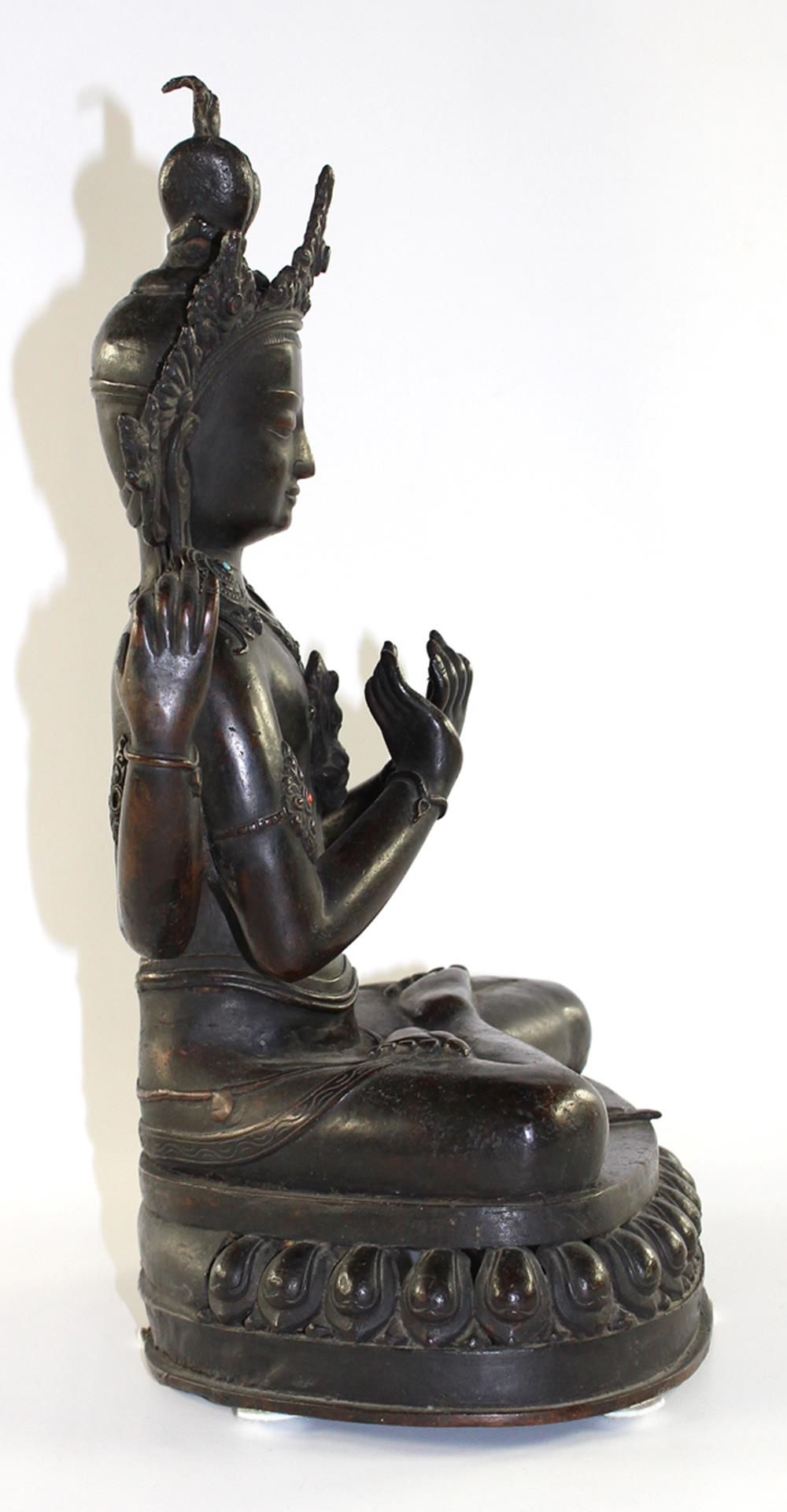 Avalokiteshvara ShadakshariAvalokiteshvara Shadakshari Bronzeskulptur Tibet wohl 19.Jh.Aval - Bild 2 aus 7