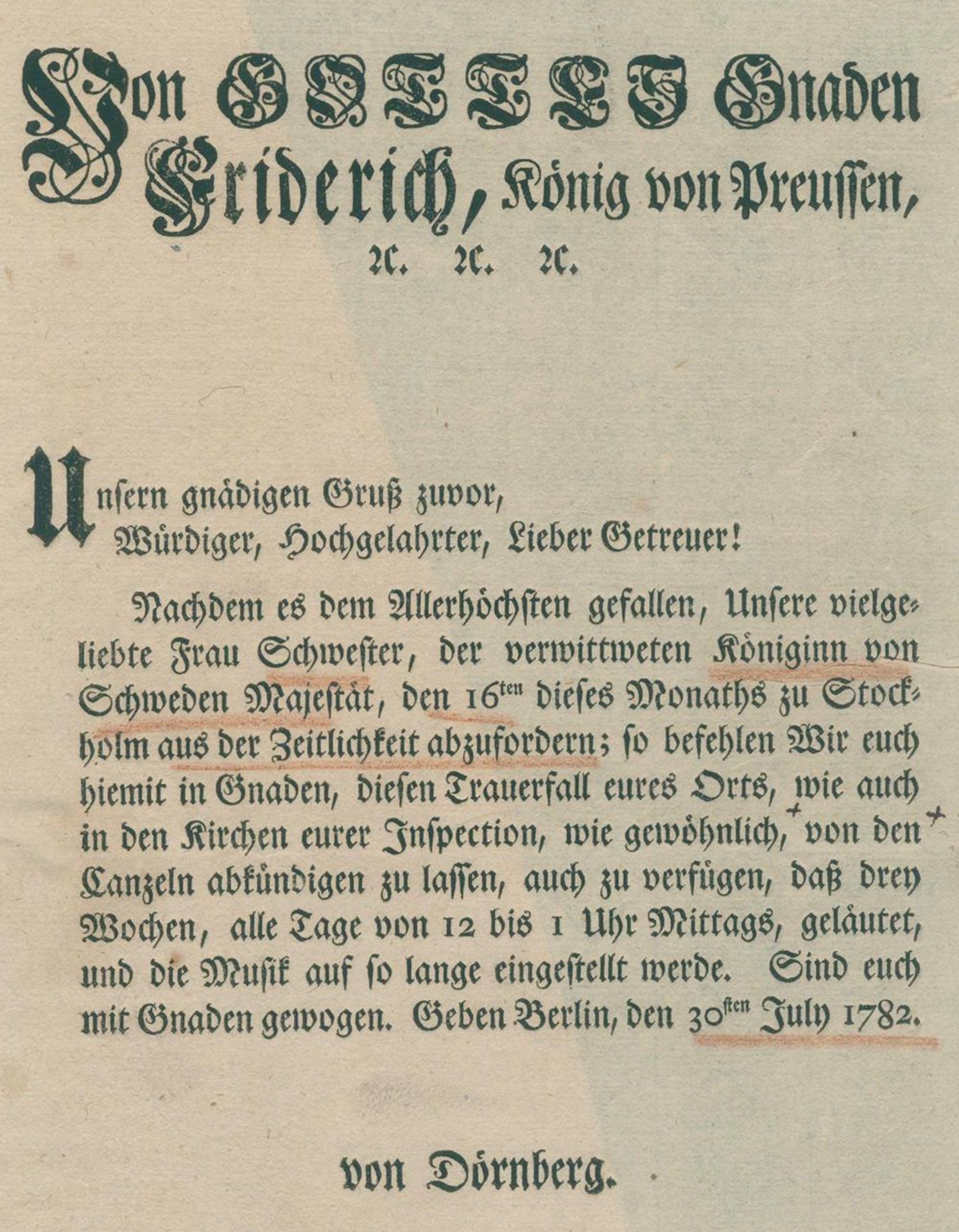 Preussen.Preussen. Sammlung von 12 Einblattdrucken, Bln. bzw. Potsdam 1782-1811. MeistPreus