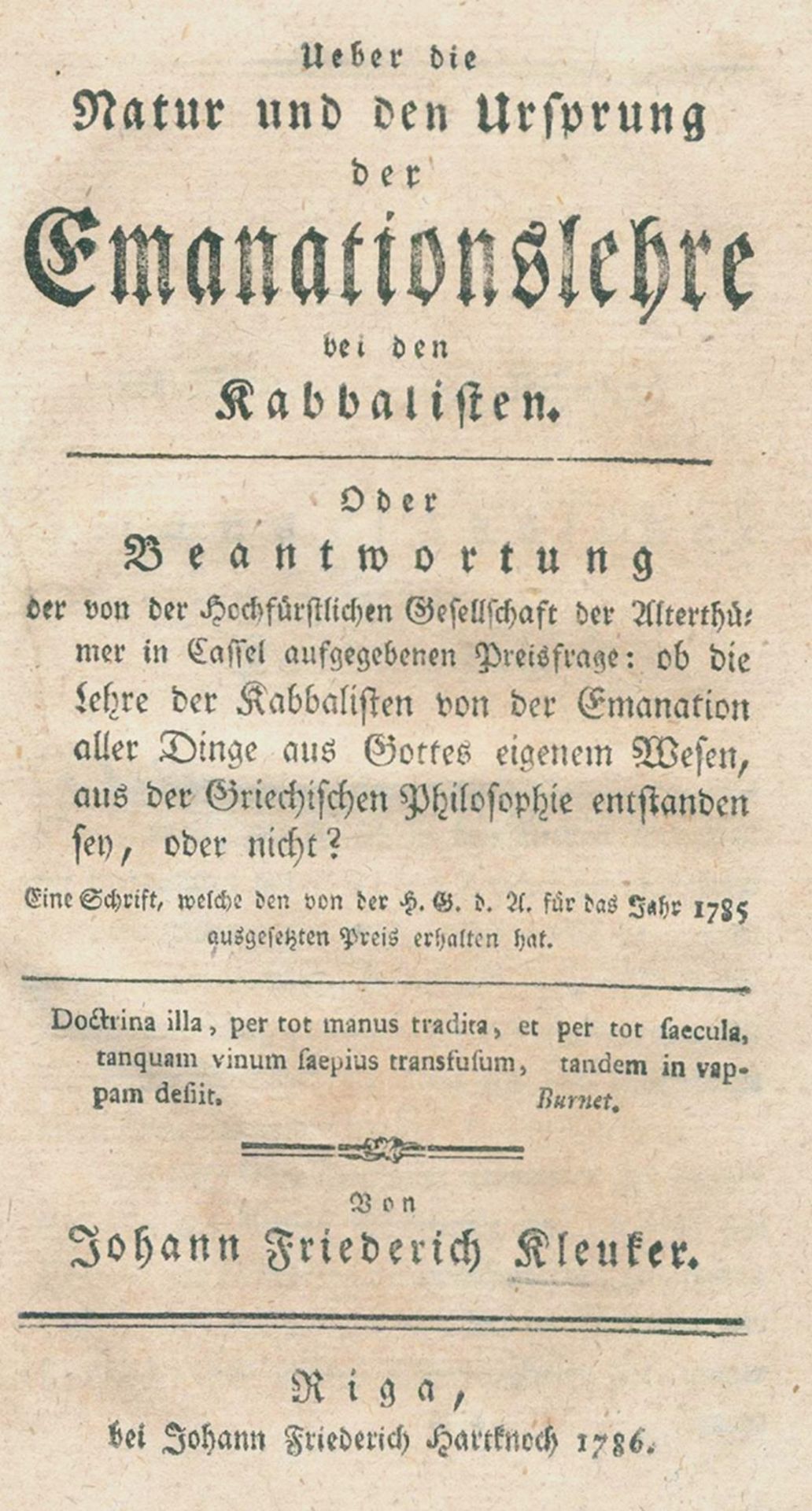 Kleuker,J.F.Kleuker,J.F. Ueber die Natur und den Ursprung der Emanationslehre bei den KKleu