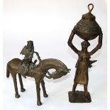 Dogon Mali 3 BronzenDogon Mali 3 Bronzen bzw. Gelbguß. 20.Jh. Reiter zu Pferd mit SäbDogo