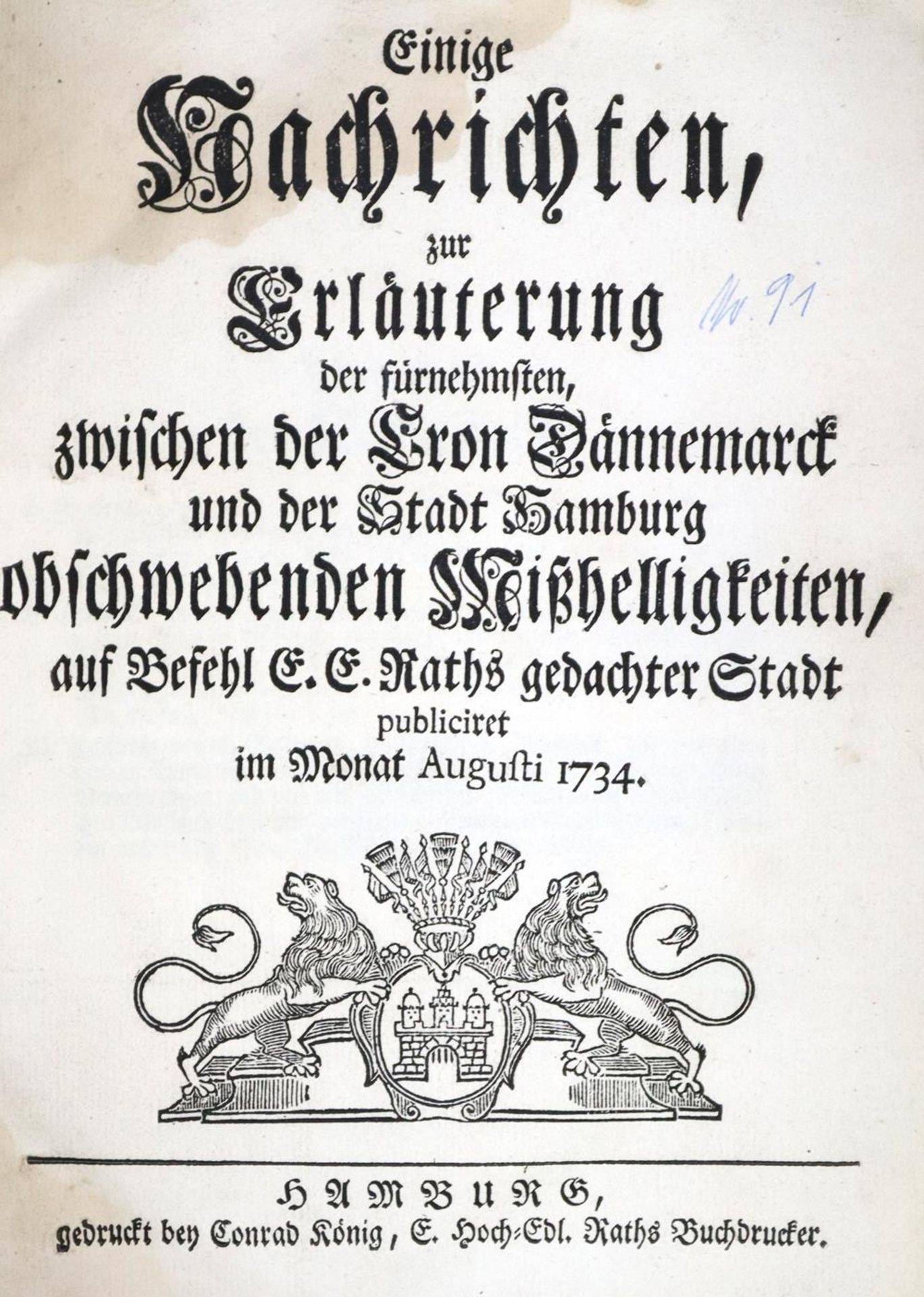 SammelbandSammelband mit 8 Schriften. Meist o.O., ca. 1734. Ldr. d. Zt. mit Rsch. (BeriSamm