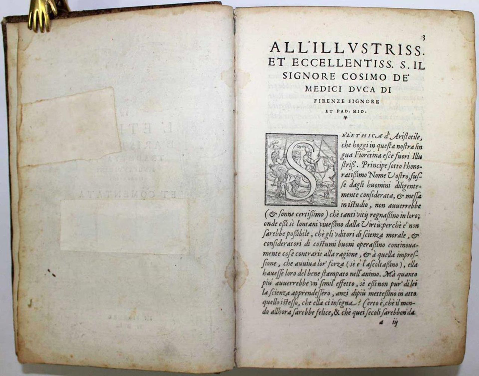 Aristoteles.Aristoteles. L'ethica. Tradotta in lingua vulgare fiorentina et comentata pAris - Image 3 of 4