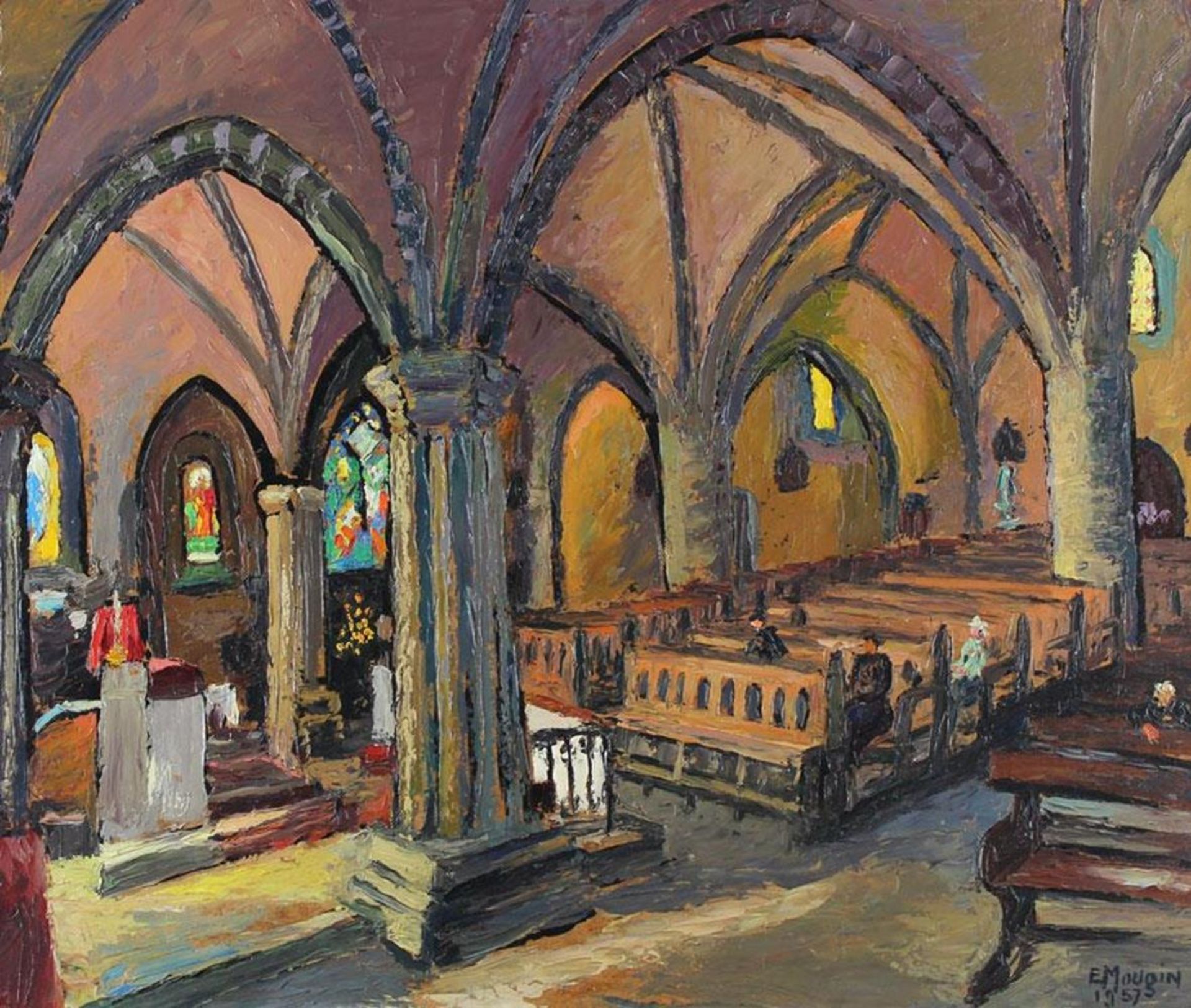 Mougin, Eugène MarcelMougin, Eugène Marcel (1895 Paris 1981). Blick auf die KirchenscMoug