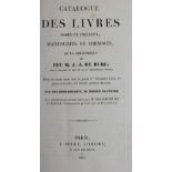 De Bure,J.J.De Bure,J.J. Catalogue des livres rare et precieux, manuscrits, imprimes ..De B