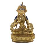 Buddha VajrasattvaBuddha Vajrasattva in Feuervergoldung u. Kaltbemalung. Nepal o. TibetBudd