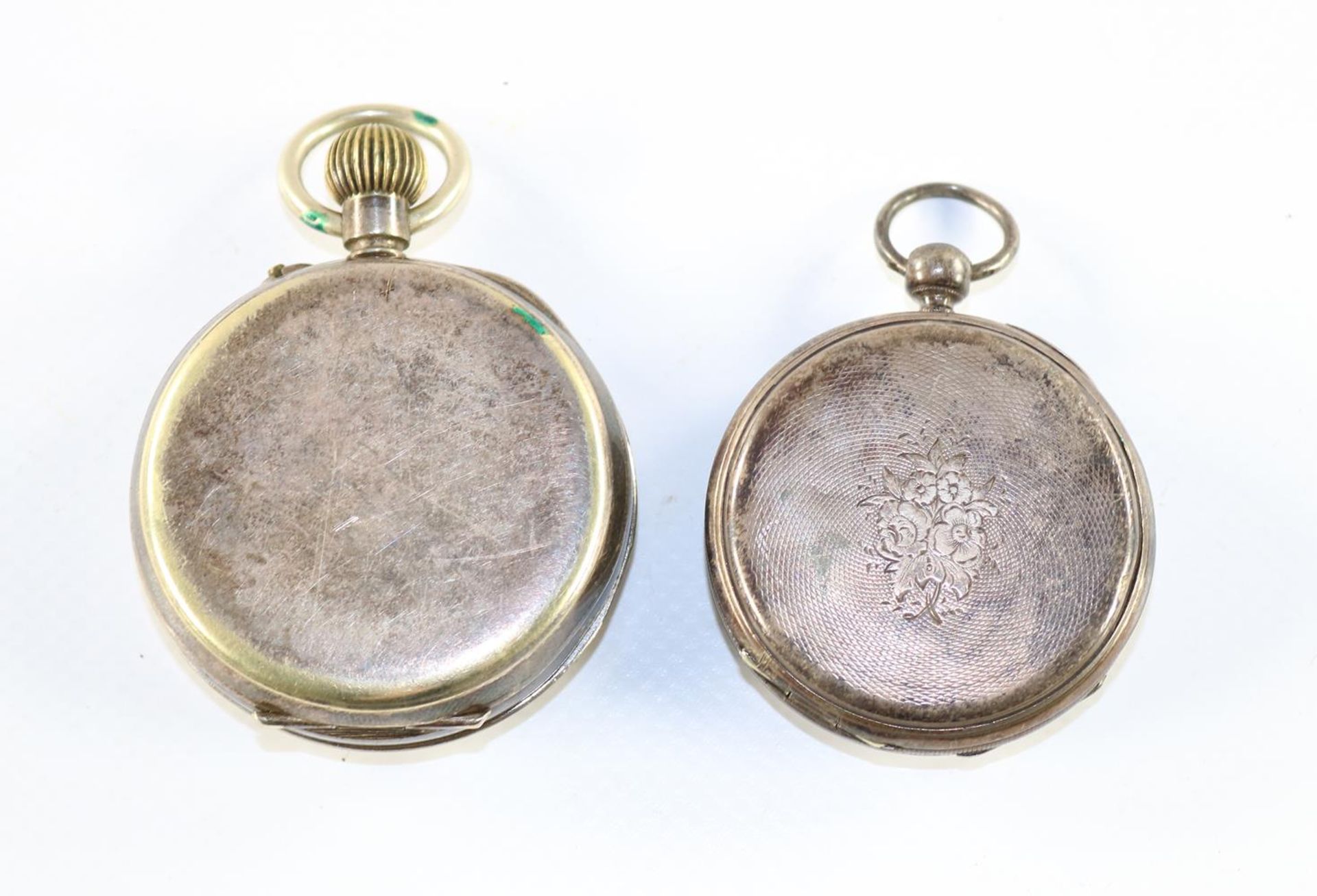 2 Taschenuhren Silber2 Taschenuhren Silber um 1900-20. Beide Gehäuse ungestempelt. Sil2 Ta - Bild 2 aus 2
