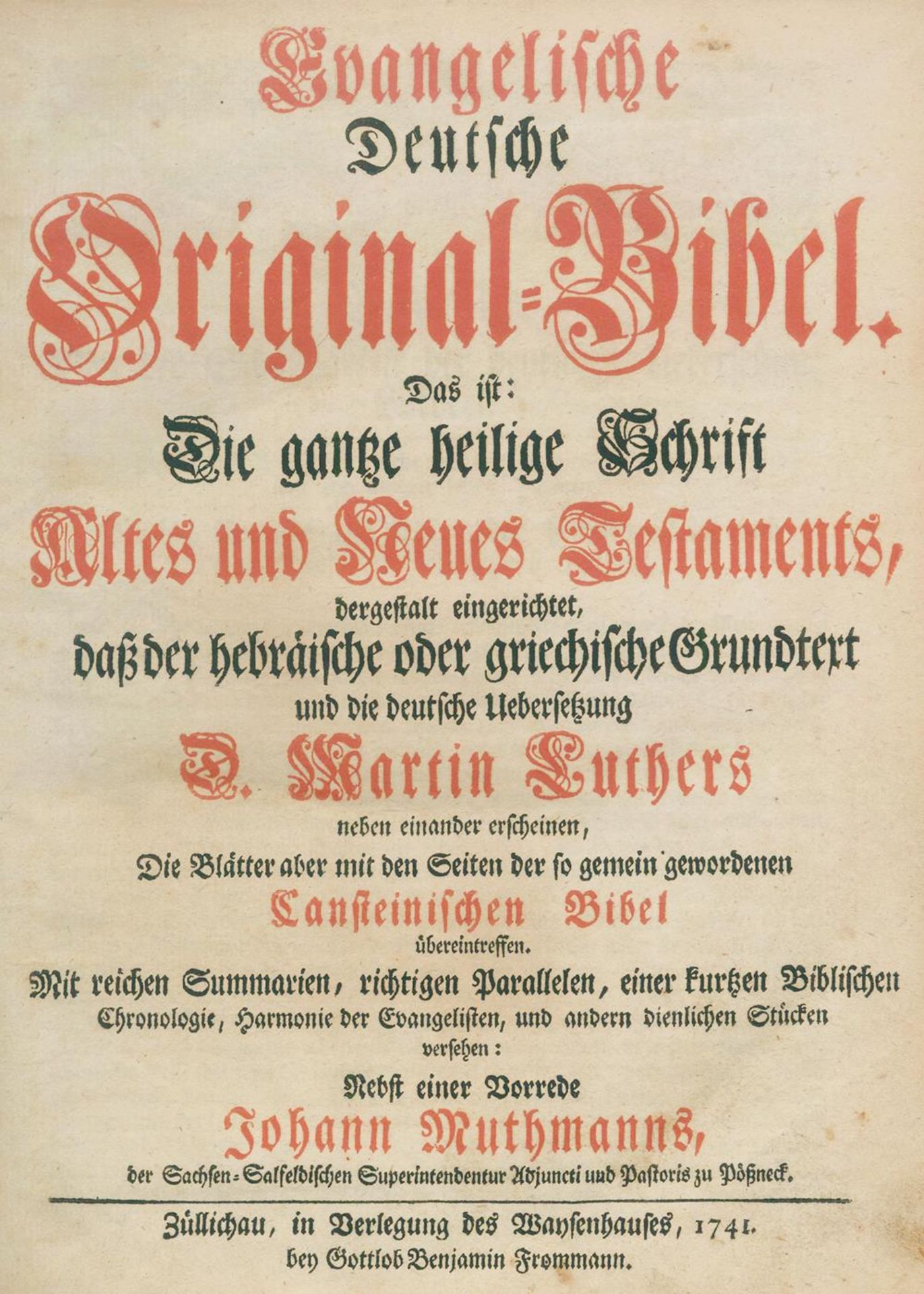 Biblia germanica.Biblia germanica. Evangelische Deutsche Original-Bibel. Das ist: Die gBibl