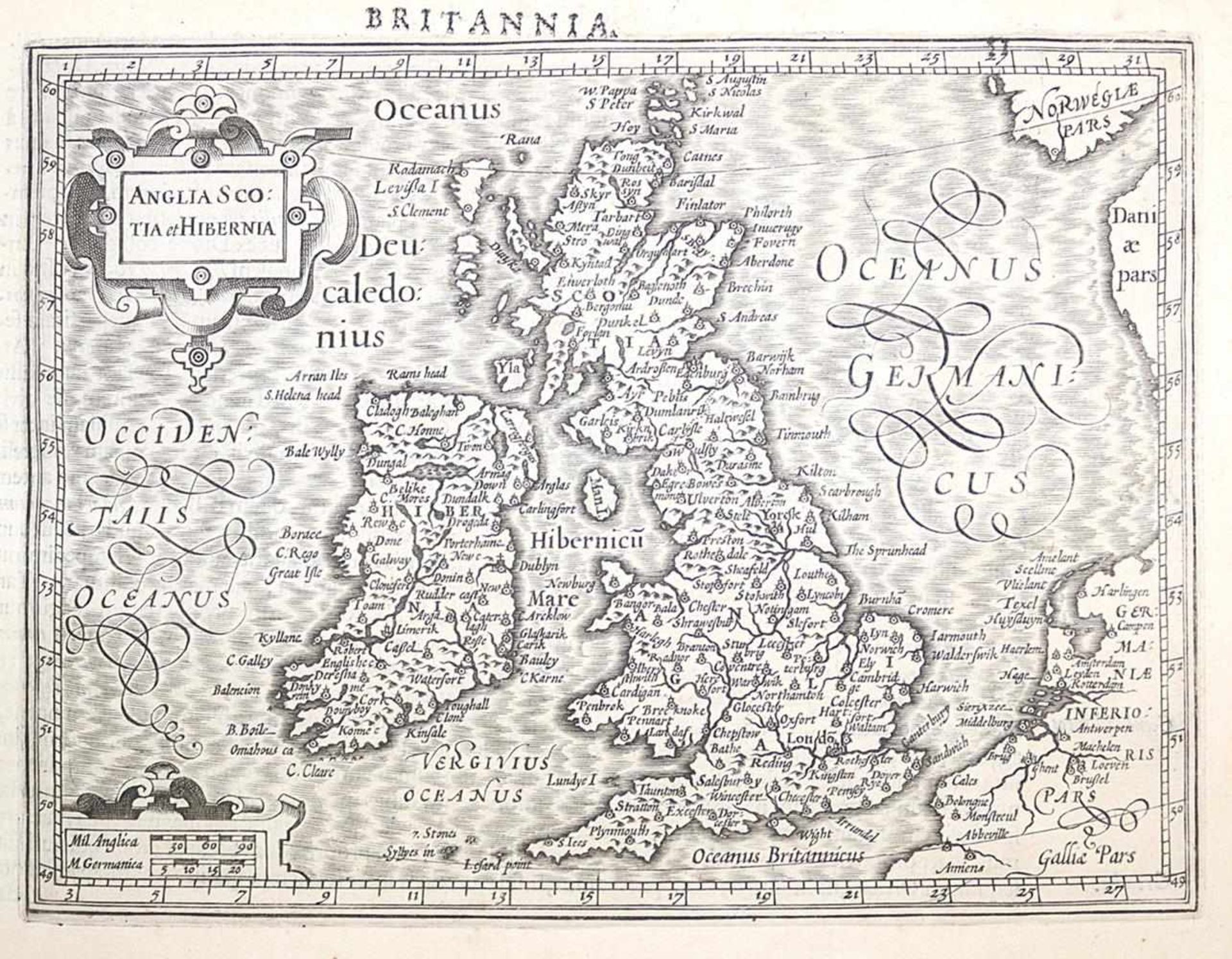 England.England. 9 Kupferstichkarten, 1632. Blattgröße 16,5 x 21 cm. Aus: Atlas siveEngla
