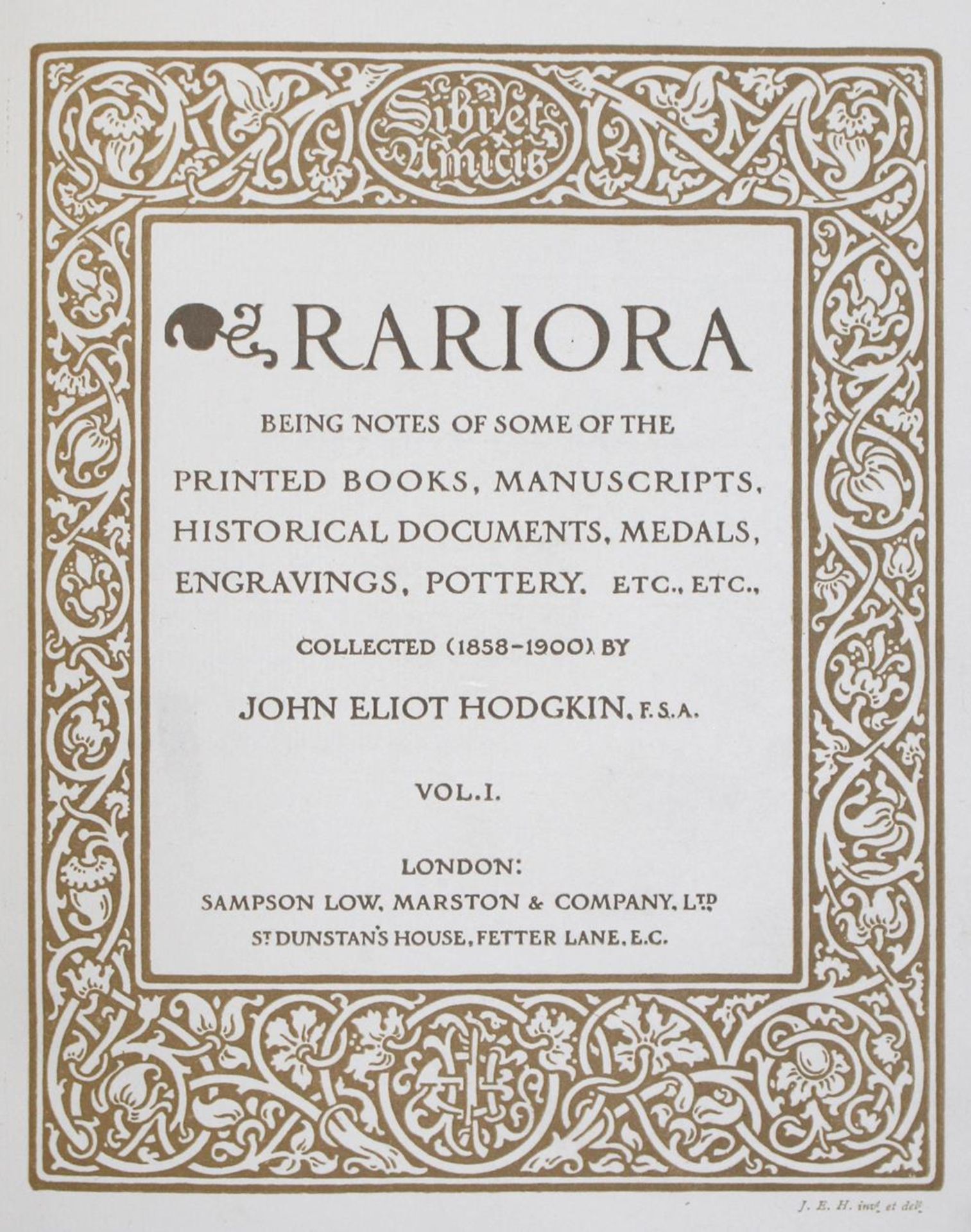 Hodgkin,J.E.Hodgkin,J.E. Rariora, being notes of some of the printed books, manuscriptsHodg