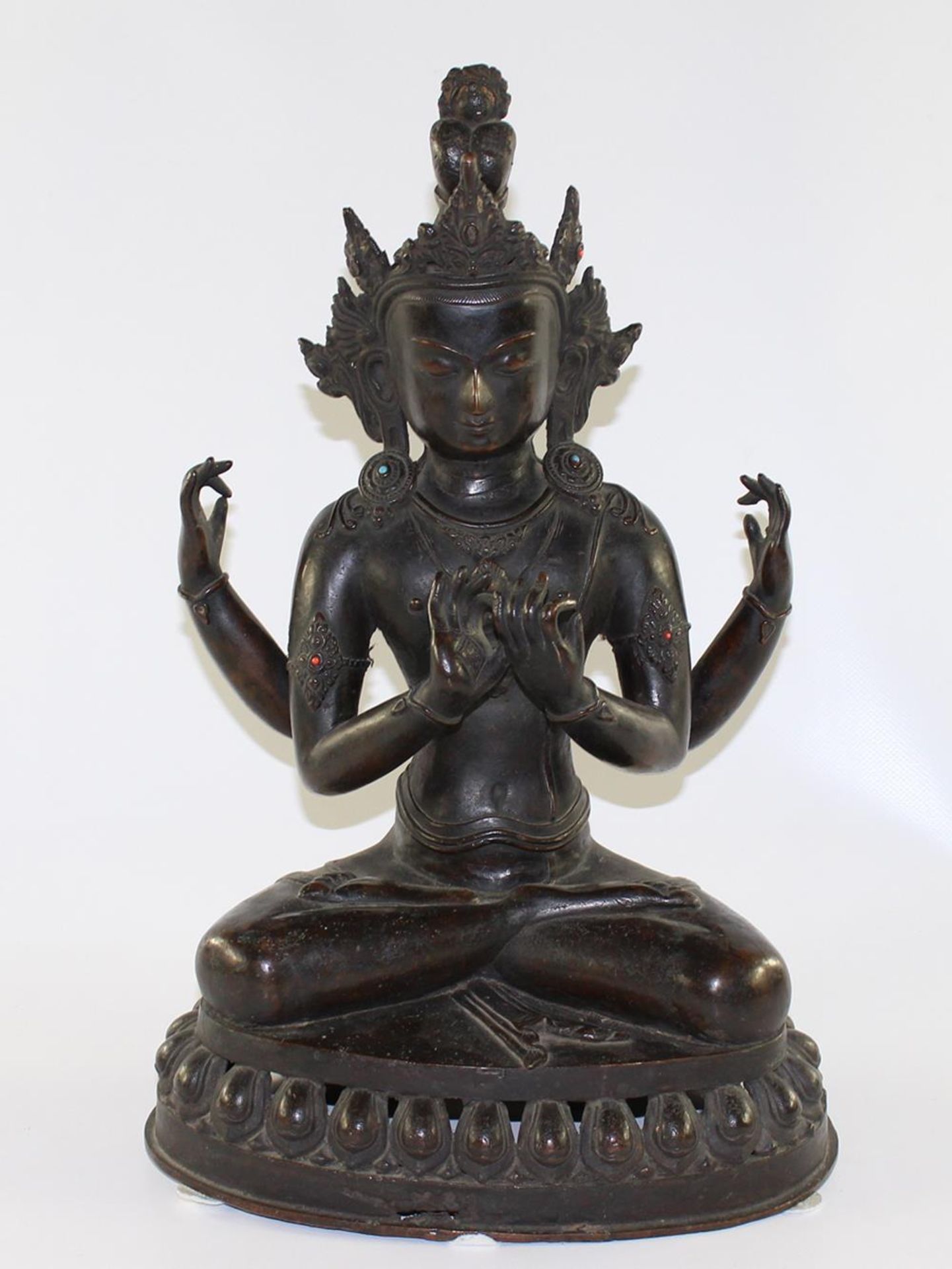 Avalokiteshvara ShadakshariAvalokiteshvara Shadakshari Bronzeskulptur Tibet wohl 19.Jh.Aval - Bild 7 aus 7