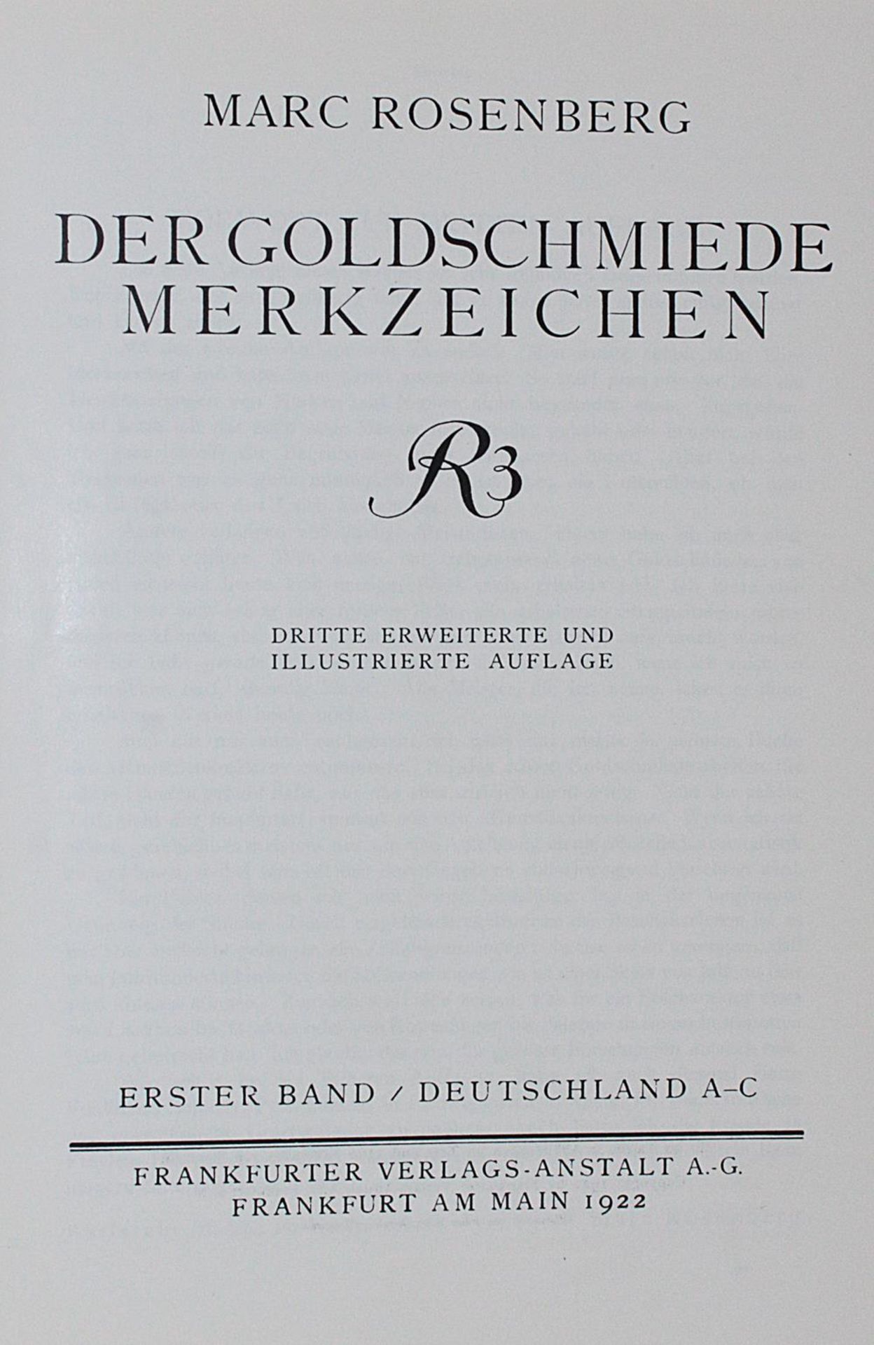 Rosenberg,M.Rosenberg,M. Der Goldschmiede Merkzeichen. 3. erw. und illustr. Ausgabe. 4Rosen