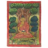 Bhaishayjaguru MedizinbuddhaBhaishayjaguru Medizinbuddha Frühes Thangka auf Leinen bemBhai