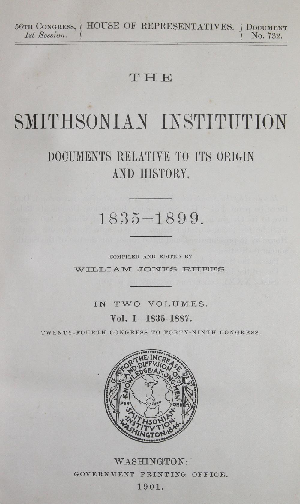 Smithsonian Institution, The.Smithsonian Institution, The. Documents Relative to its OrSmit