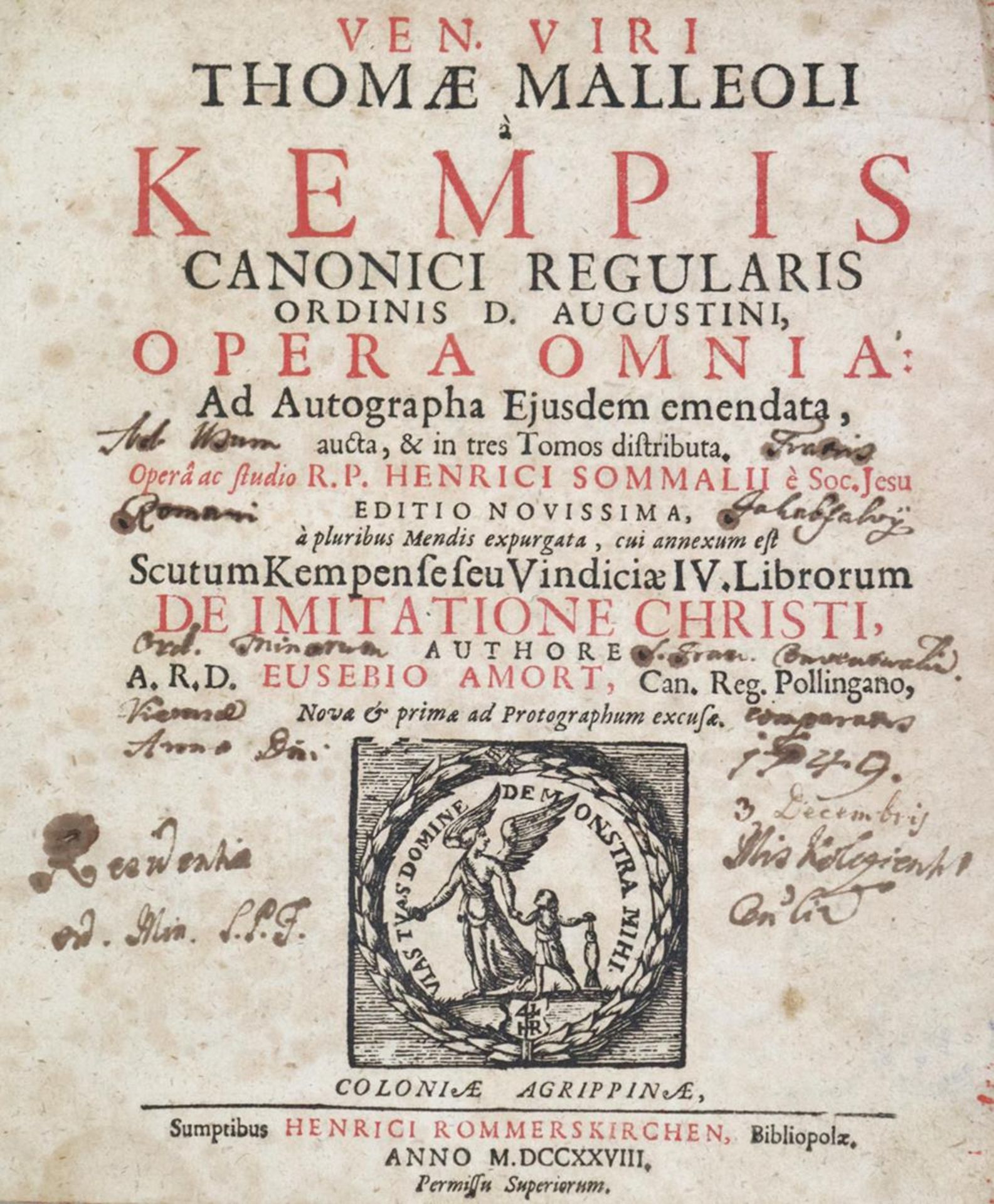 Thomas a Kempis.Thomas a Kempis. Opera omnia: Ad Autographa Ejusdem emendata... 3 Tle.Thoma - Bild 2 aus 2