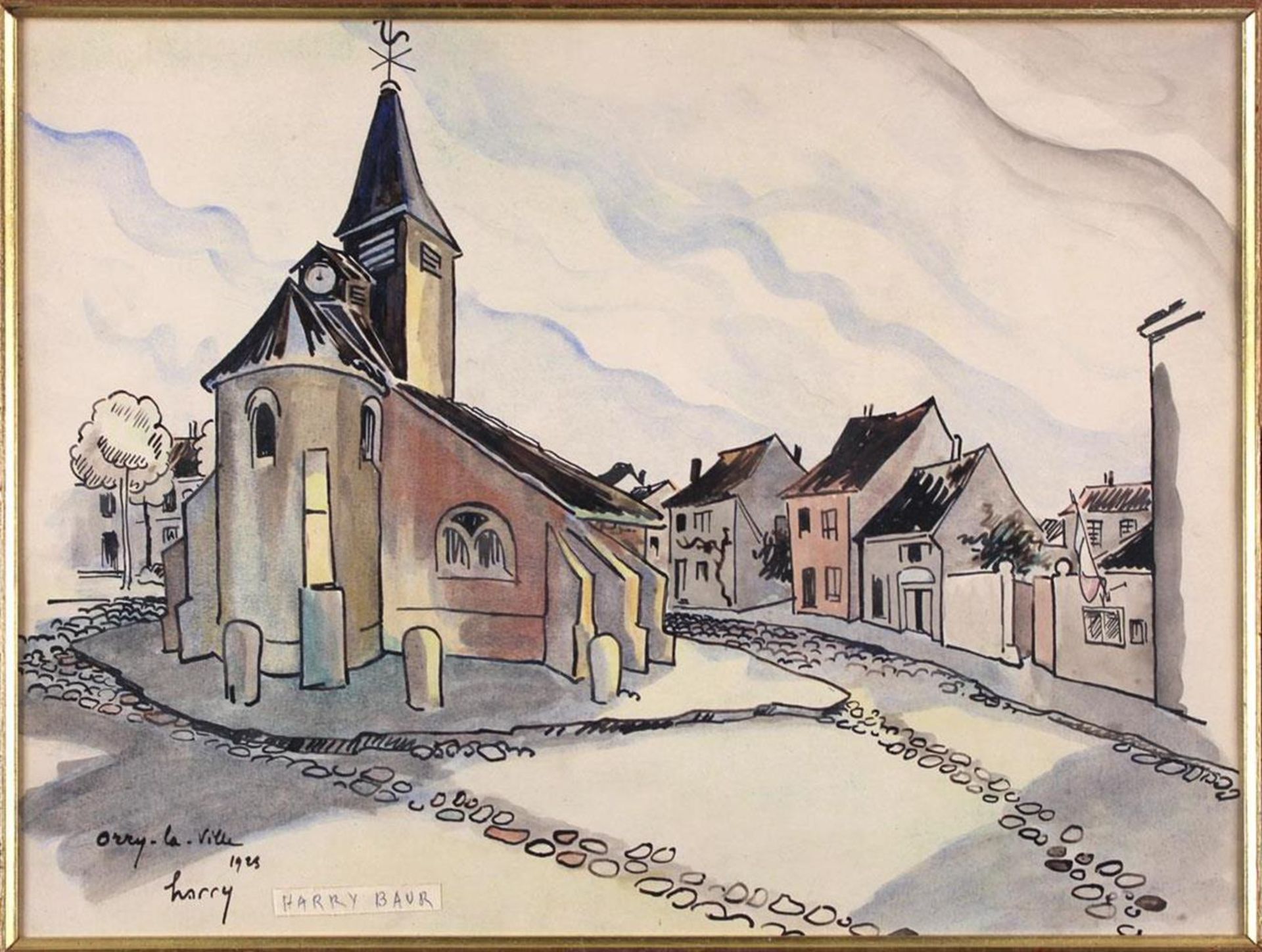 Mougin, Eugène MarcelMougin, Eugène Marcel (1895 Paris 1981). Blick auf die KirchenscMoug - Bild 2 aus 5