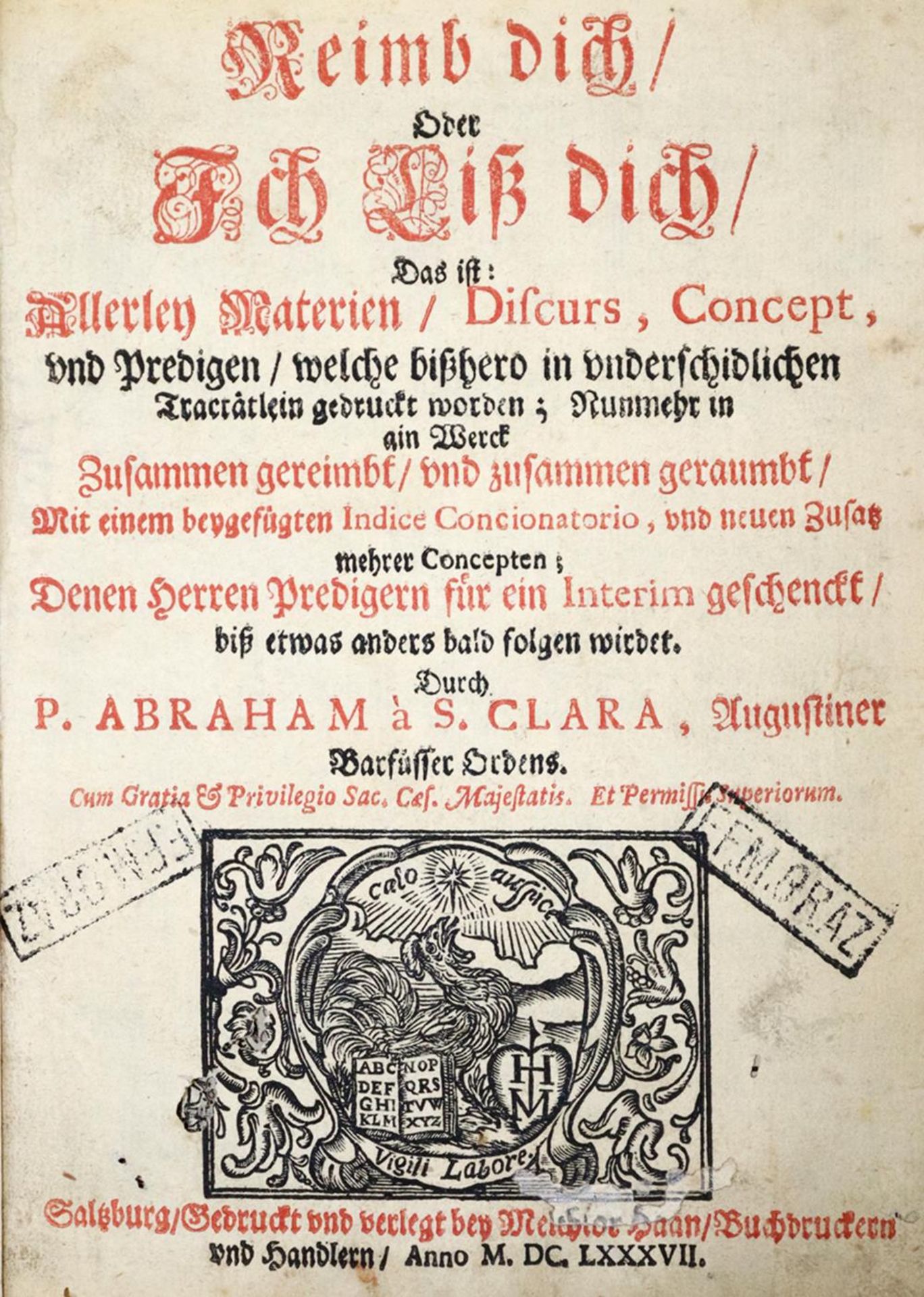 Abraham a Sancta Clara (d.i. U.Megerle).Abraham a Sancta Clara (d.i. U.Megerle). ReimbAbrah