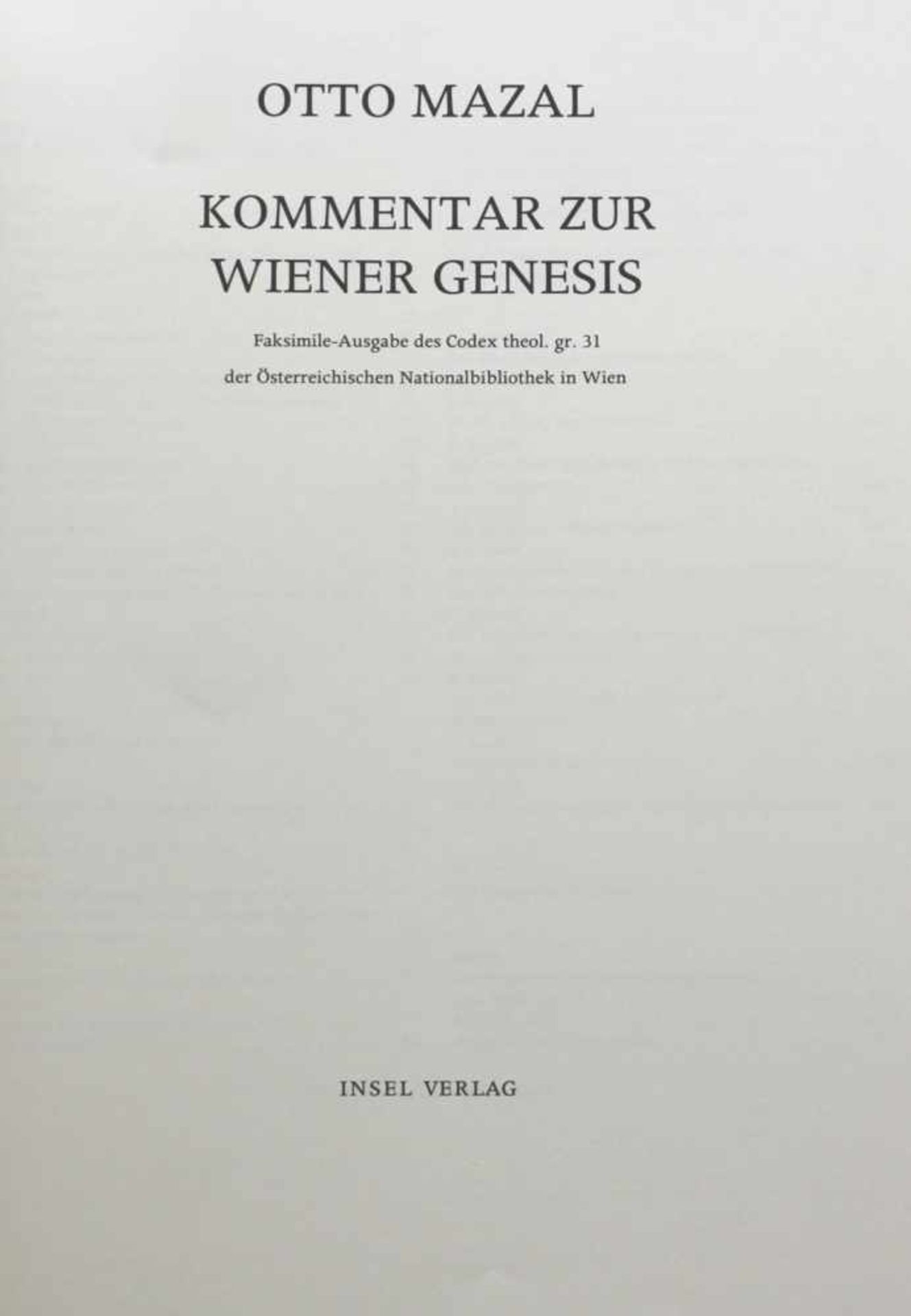 Wiener Genesis.Vollständiges Faksimile des Codex Theol. Gr. 31 der Österreichischen - Bild 2 aus 2