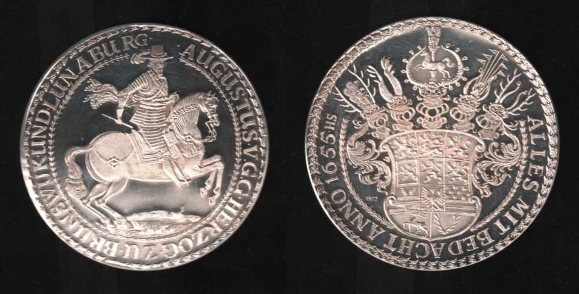 Braunschweig. Feinsilber - Nachprägungaus dem Jahr 1972: Löser zu 2 Reichstaler von 1655 (sog.