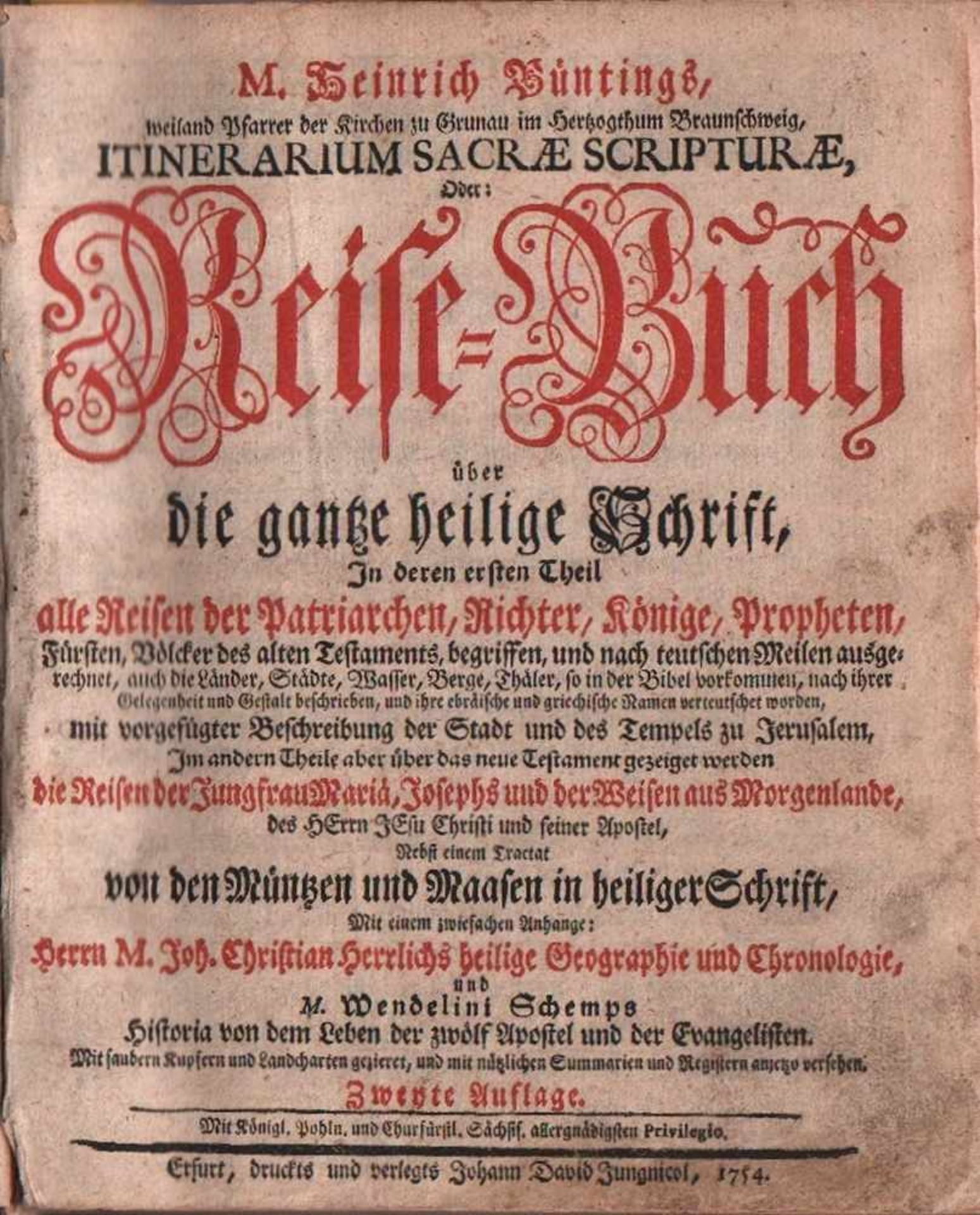 Bünting, Heinrich.Itinerarium Sacrae Scriptureae, oder: Reise - Buch über die gantze Heilige