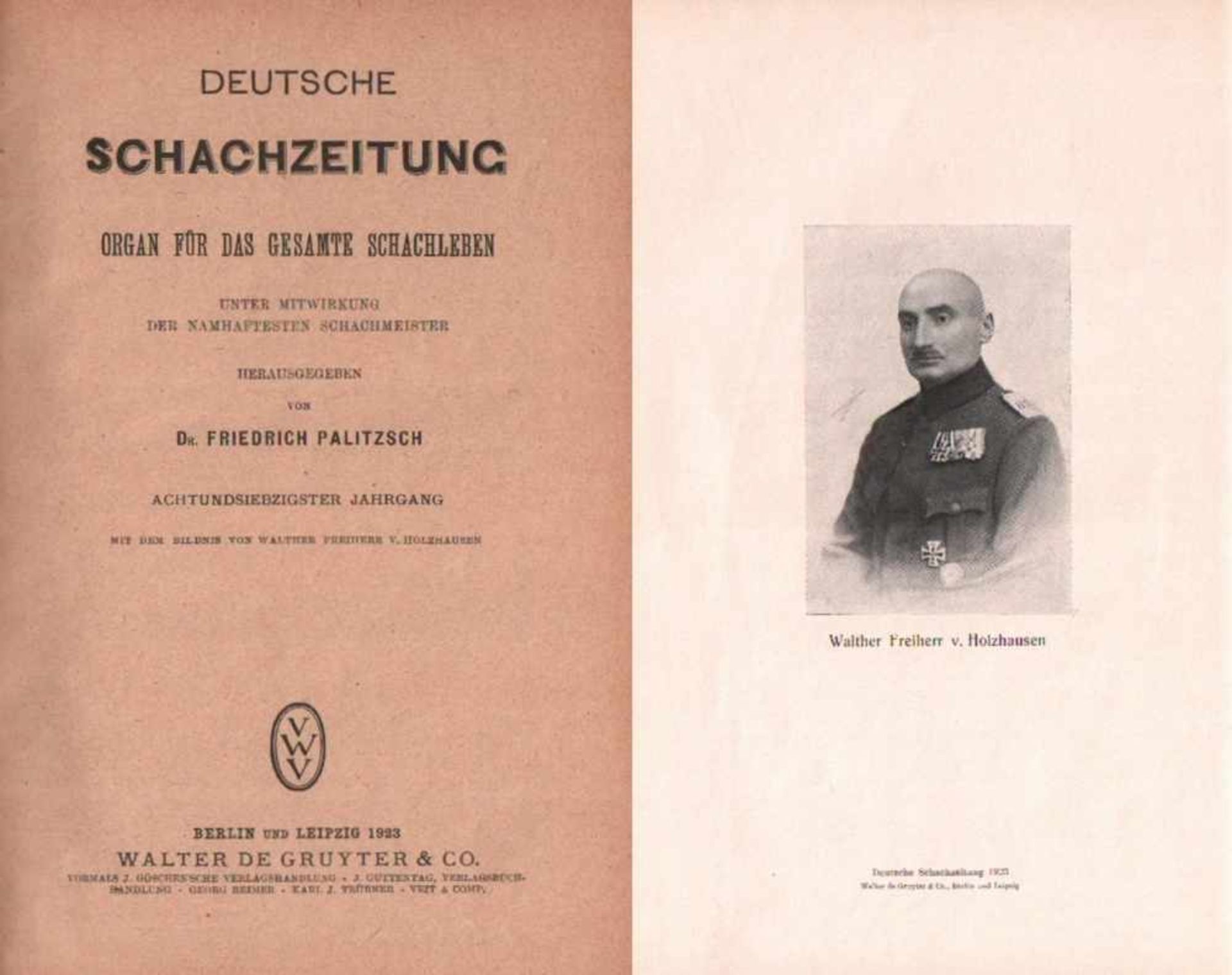 Deutsche Schachzeitung.Organ für das gesamte Schachleben. Hrsg. von F. Palitzsch. 78. Jahrgang 1923.