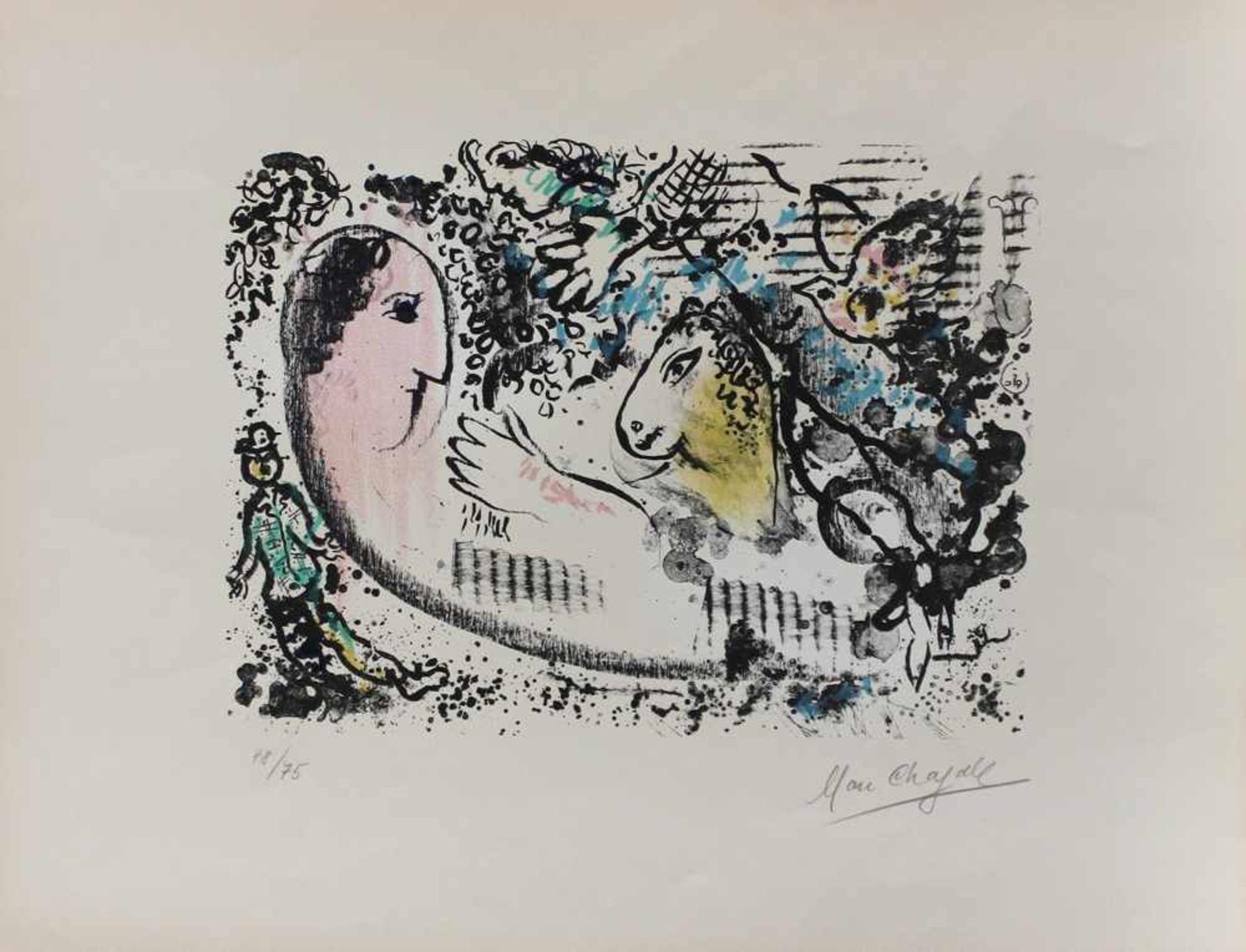 Chagall, Marc."Rêverie". Farbige Lithographie auf Papier. Nummeriert und signiert "48 / 75 - Marc