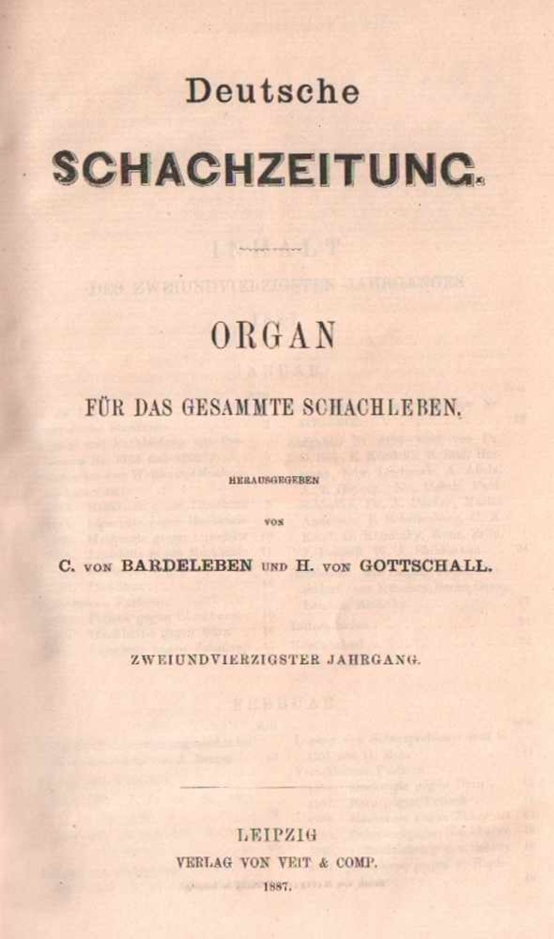 Deutsche Schachzeitung.Organ für das gesammte Schachleben. Hrsg. von C. von Bardeleben und H. von