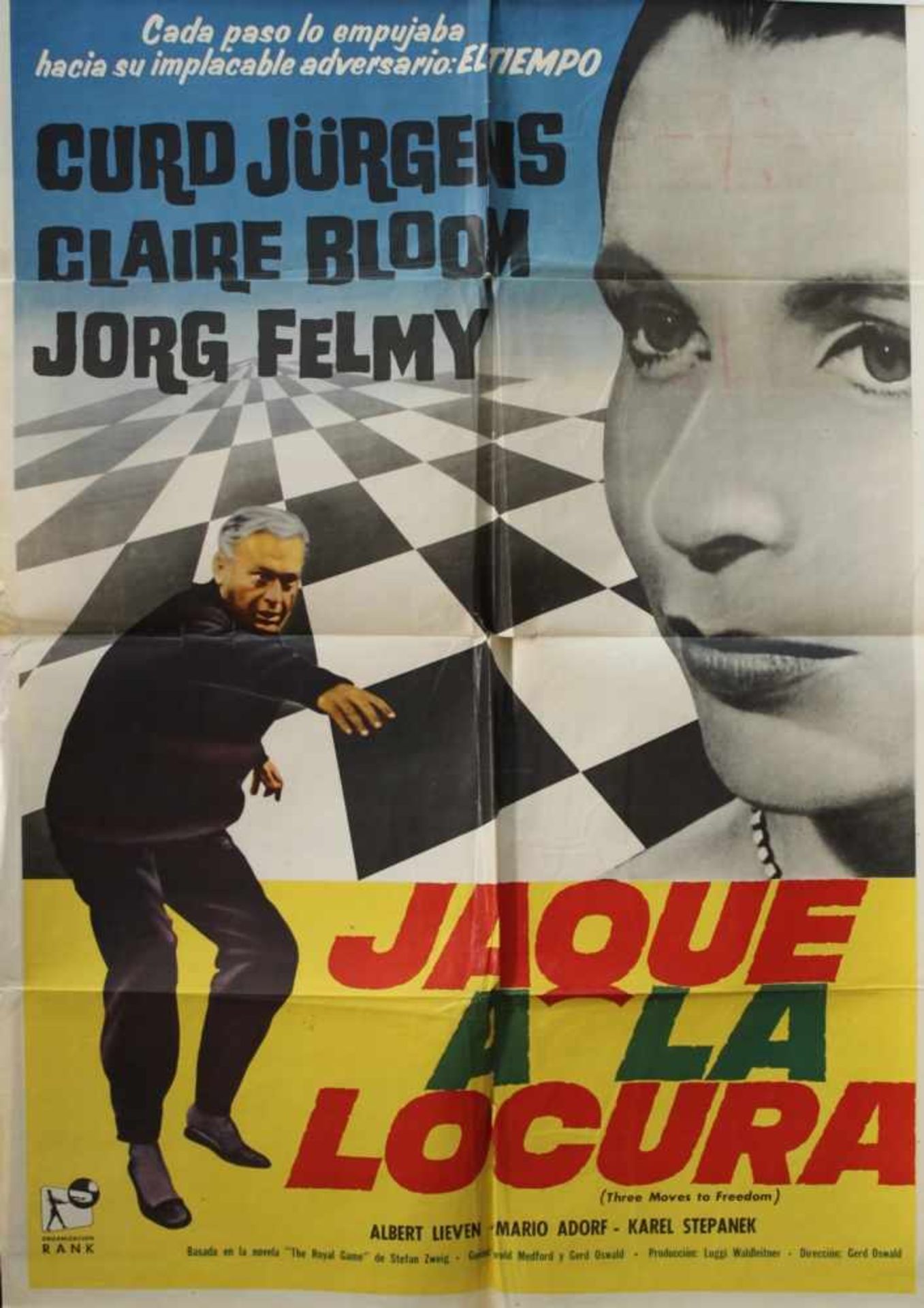 Plakat. Schachnovelle.Farbiges argentinisches Plakat zum Kinofilm "Jaque a la locura" (