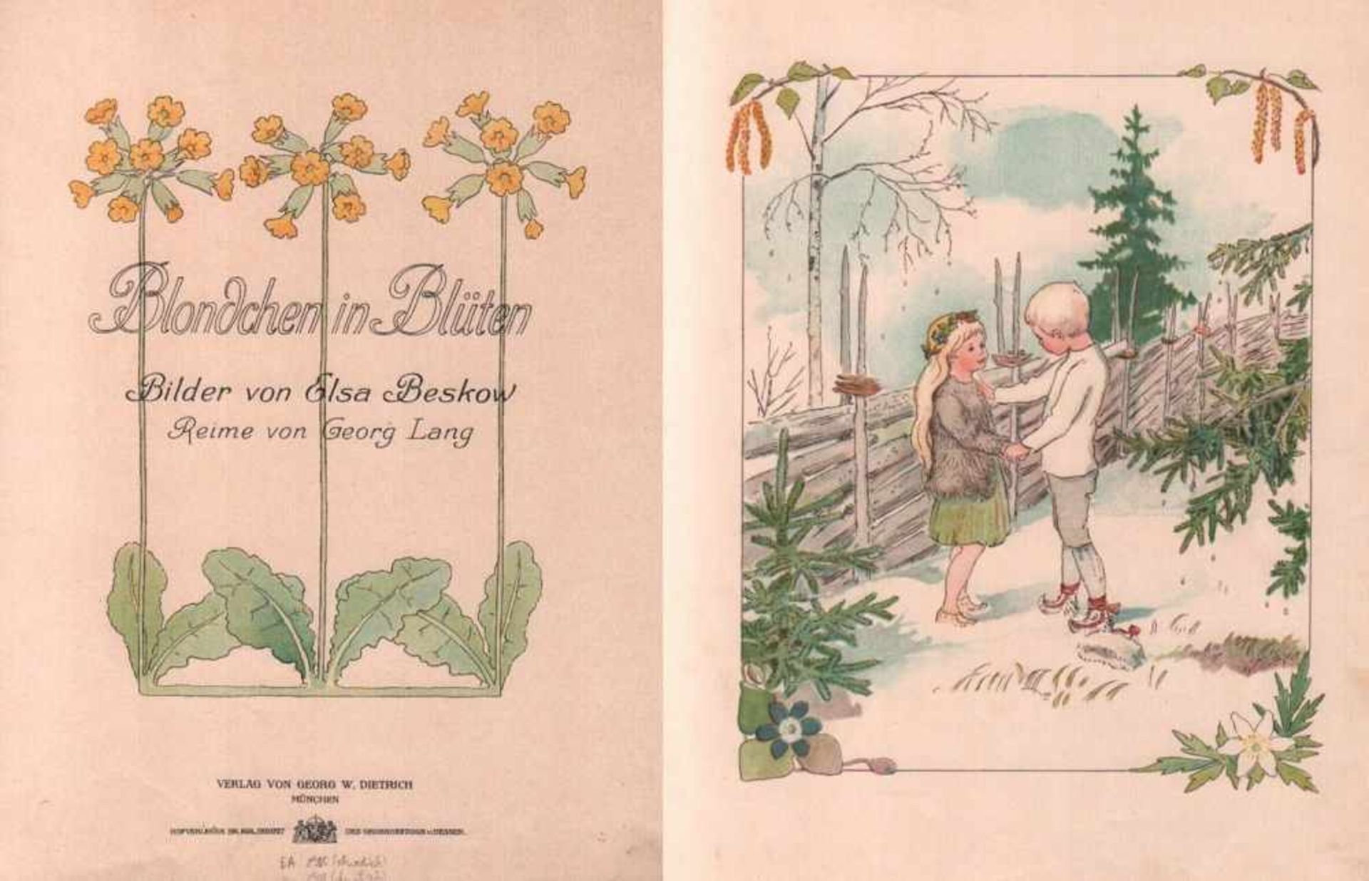 Beskow, Elsa.Blondchen in Blüten. Ein neues Bilderbuch von ... Mit Reimen von Georg Lang. München,