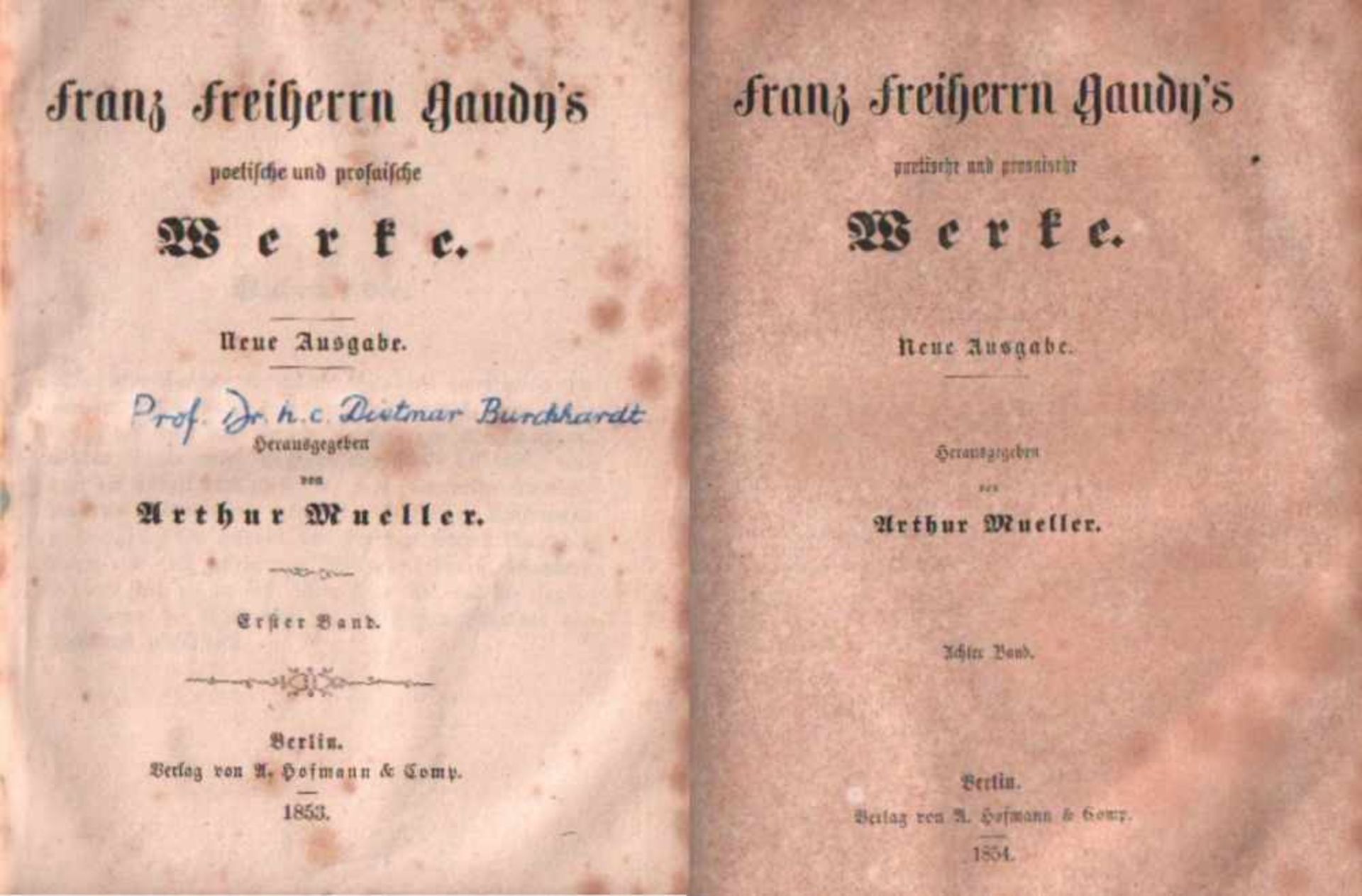 Gaudy, Franz Frhr.Poetisch und prosaische Werke. Neu Ausgabe. Hrsg. von Arthur Müller. 8 Bände in