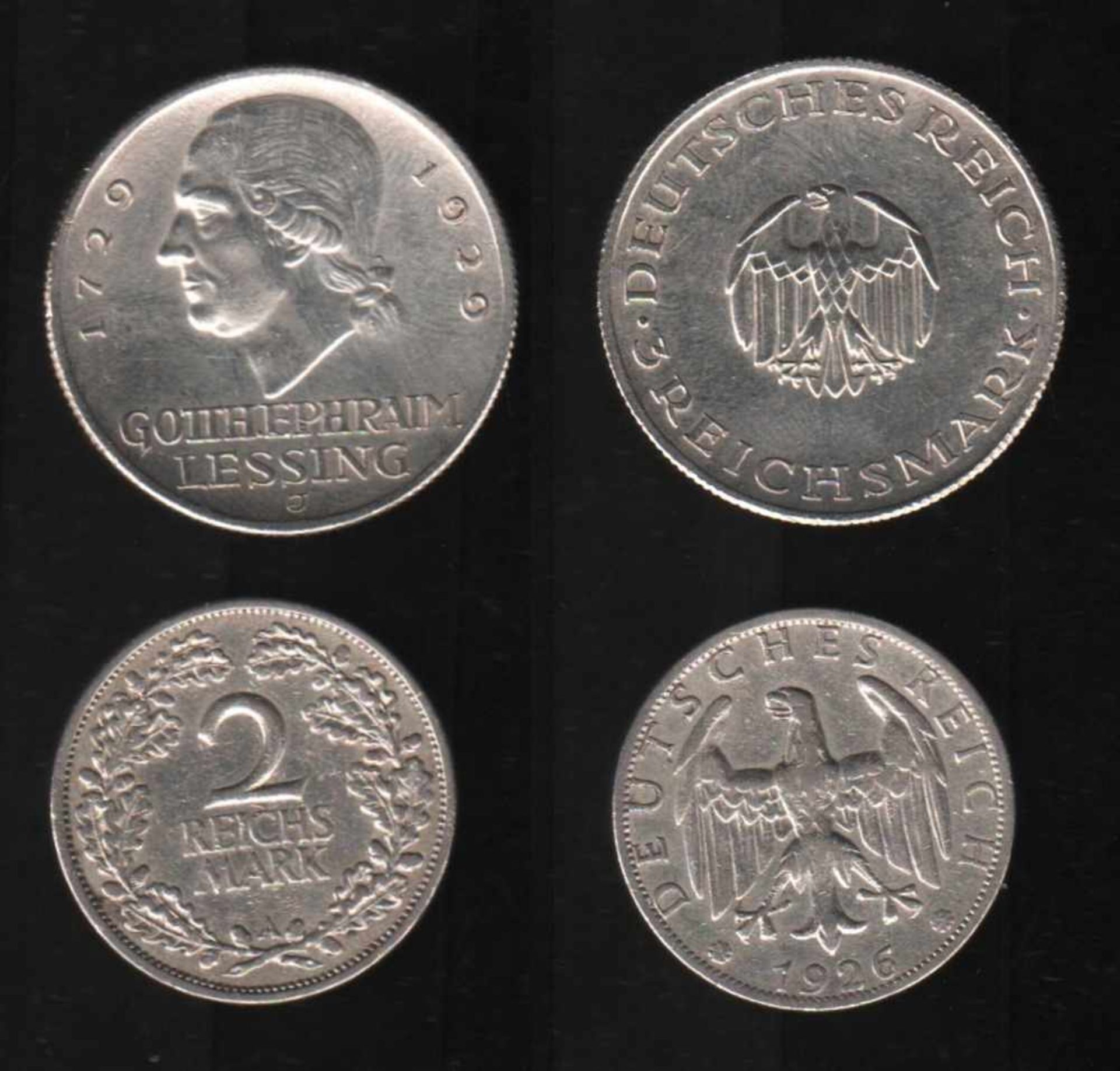 Deutsches Reich. Silbermünze. 2 Reichsmark.Kursmünze. A 1926. Vorderseite: Wertzahl im