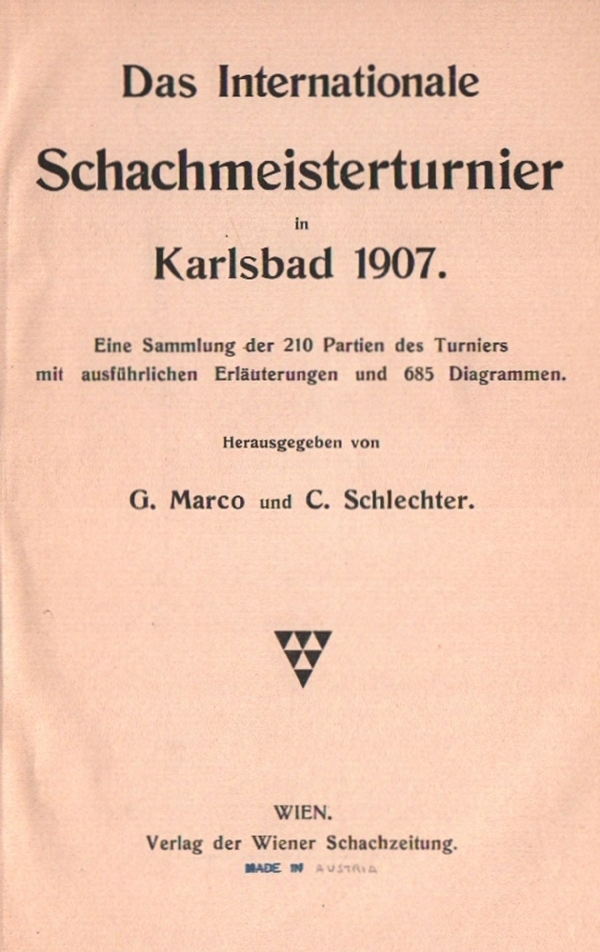 Karlsbad 1907. Marco, G. und C. Schlechter.