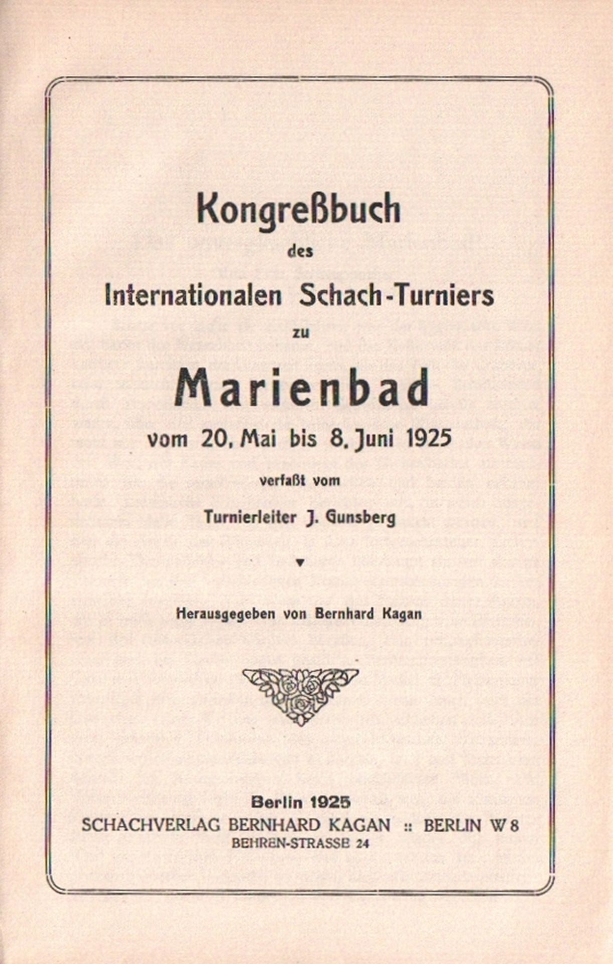 Marienbad 1925. Gunsberg, I.