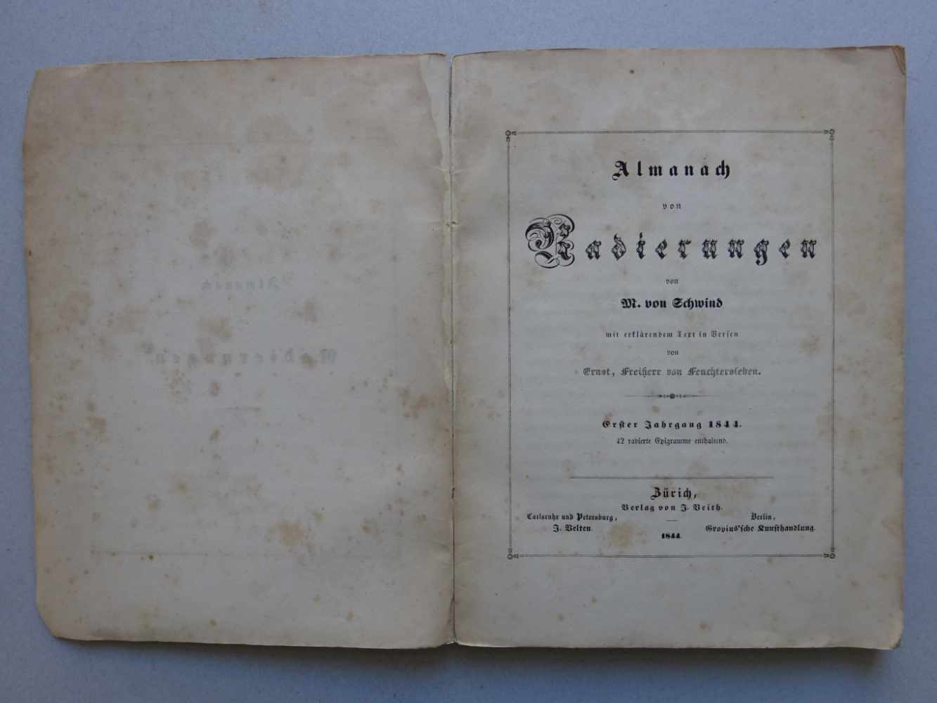 Schwind, M.v.Almanach der Radierungen. Mit erläuterndem Text in Versen von Ernst, Freiherr von