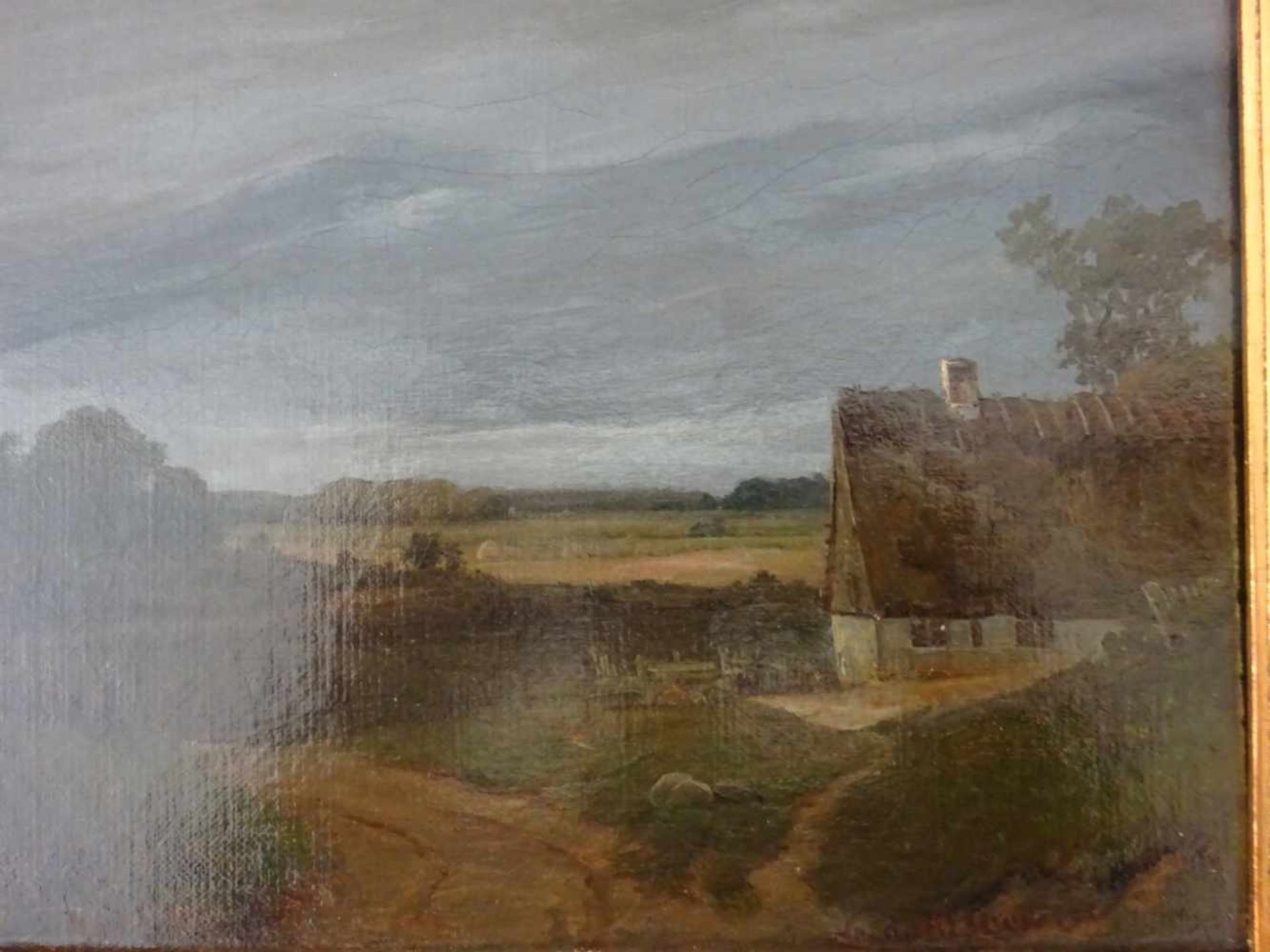 Dänische Kunst.- Grove, Nordahl Frits(Kopenhagen 1822 - 1885). Hof mit Figur. Öl auf Leinwand. Um - Bild 2 aus 5
