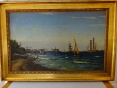 Dänische Kunst.- Olsen, Ole Hans(Öster-Stillinge 1869 - 1922 Vejle). Bucht vor Helsingör. Öl auf