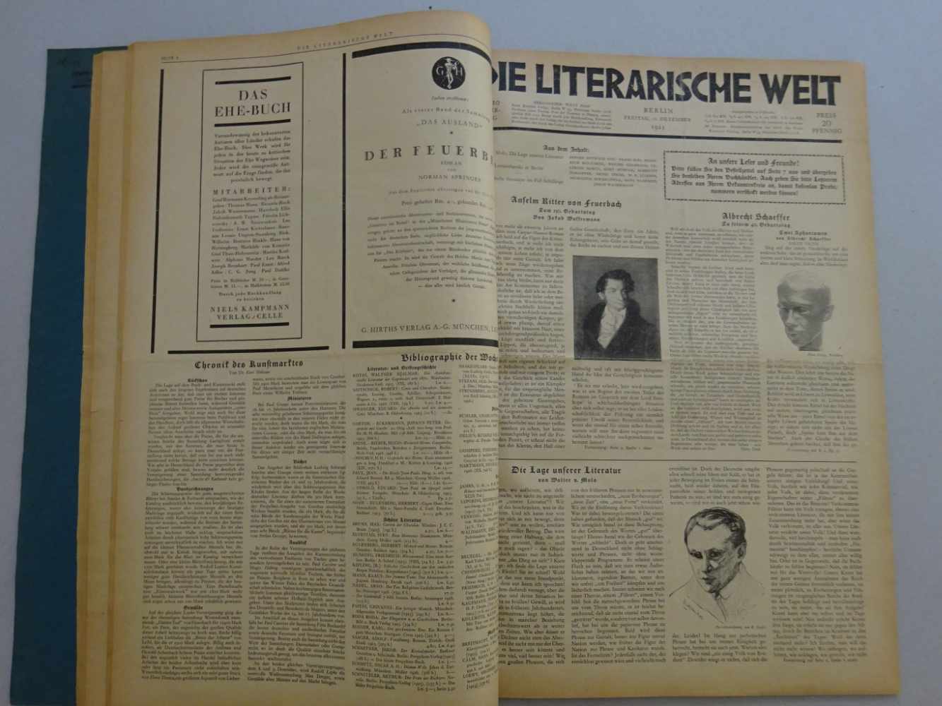 Literarische Welt, Die.Hrsg. von Willy Haas (u. Karl Rauch). Jgge. 1-10 in 9 Bdn. sowie 39 - Image 3 of 4