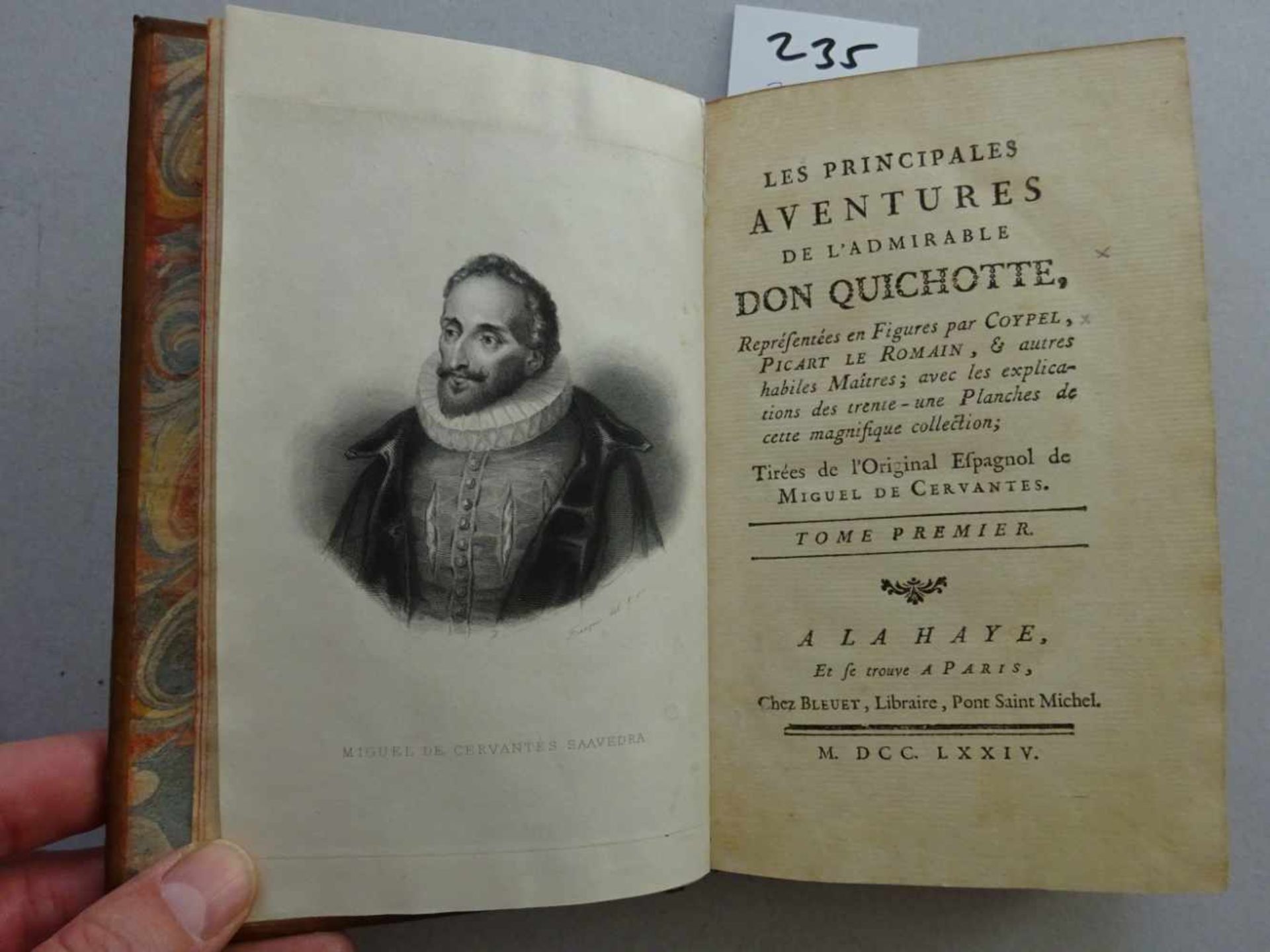 Cervantes Saavedra, M. de.Les principales aventures de l'admirable Don Quichotte. 2 Bde. Den Haag, - Image 2 of 5
